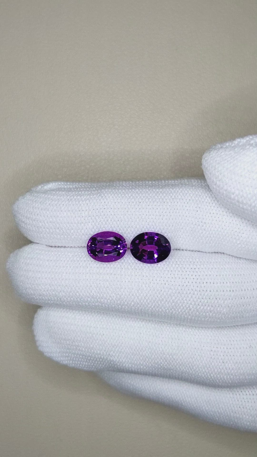 3.55&nbsp;Ct.Tw.Total Carat Weight Purple Amethyst Pair from Brazil Size Video