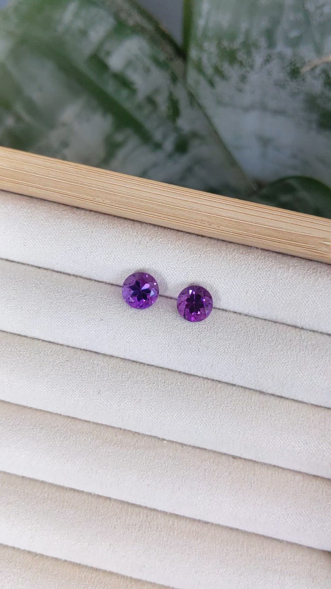 4.16&nbsp;Ct.Tw.Total Carat Weight Purple Amethyst Pair from Brazil Size Video