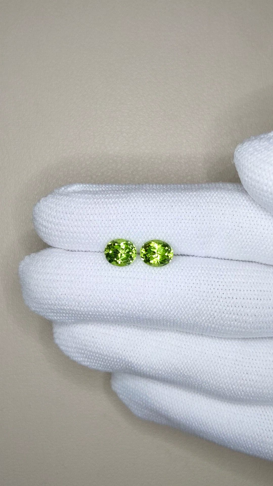 2.42 Ct.Tw.Total Carat Weight Green Peridot Pair from Burma (Myanmar) Size Video