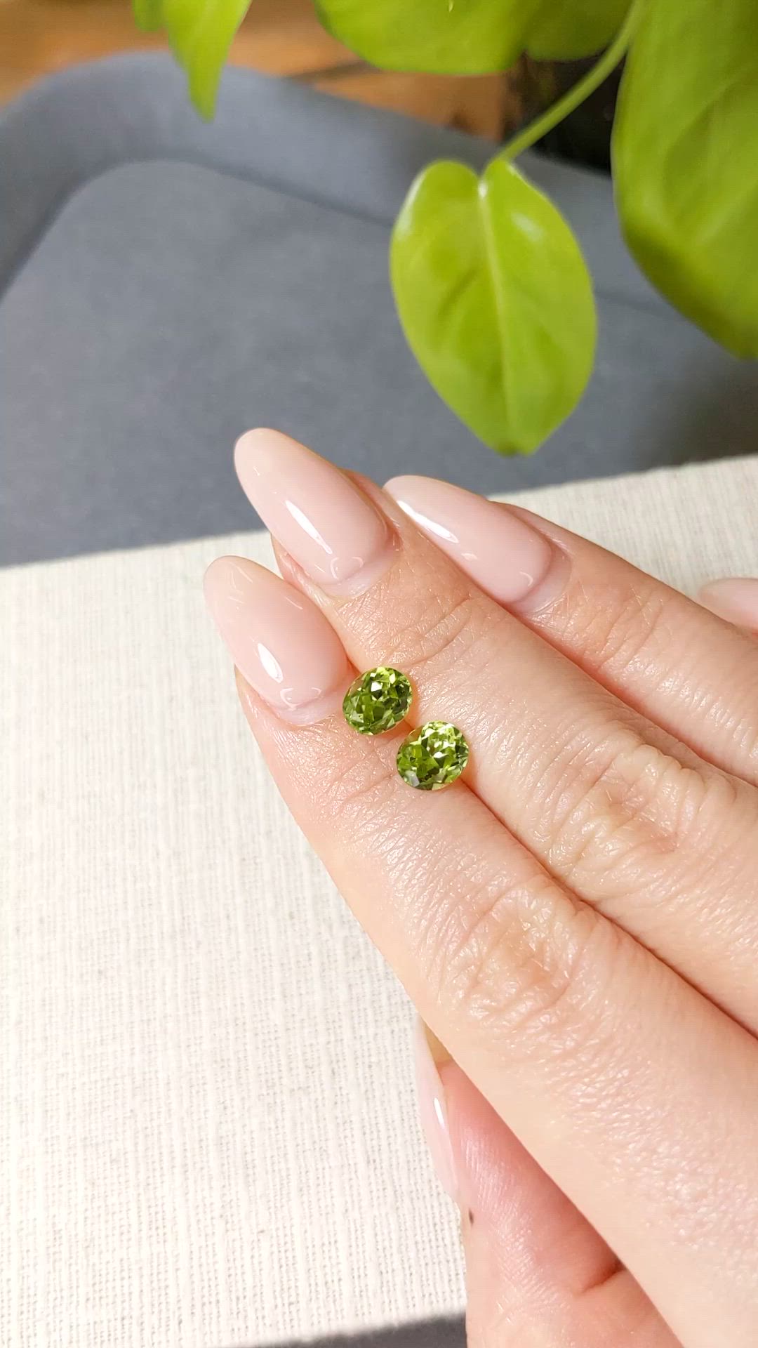 2.42 Ct.Tw.Total Carat Weight Green Peridot Pair from Burma (Myanmar) Size Video