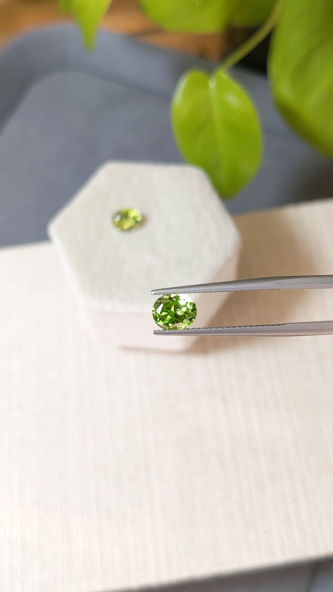 2.42 Ct.Tw.Total Carat Weight Green Peridot Pair from Burma (Myanmar) Size Video