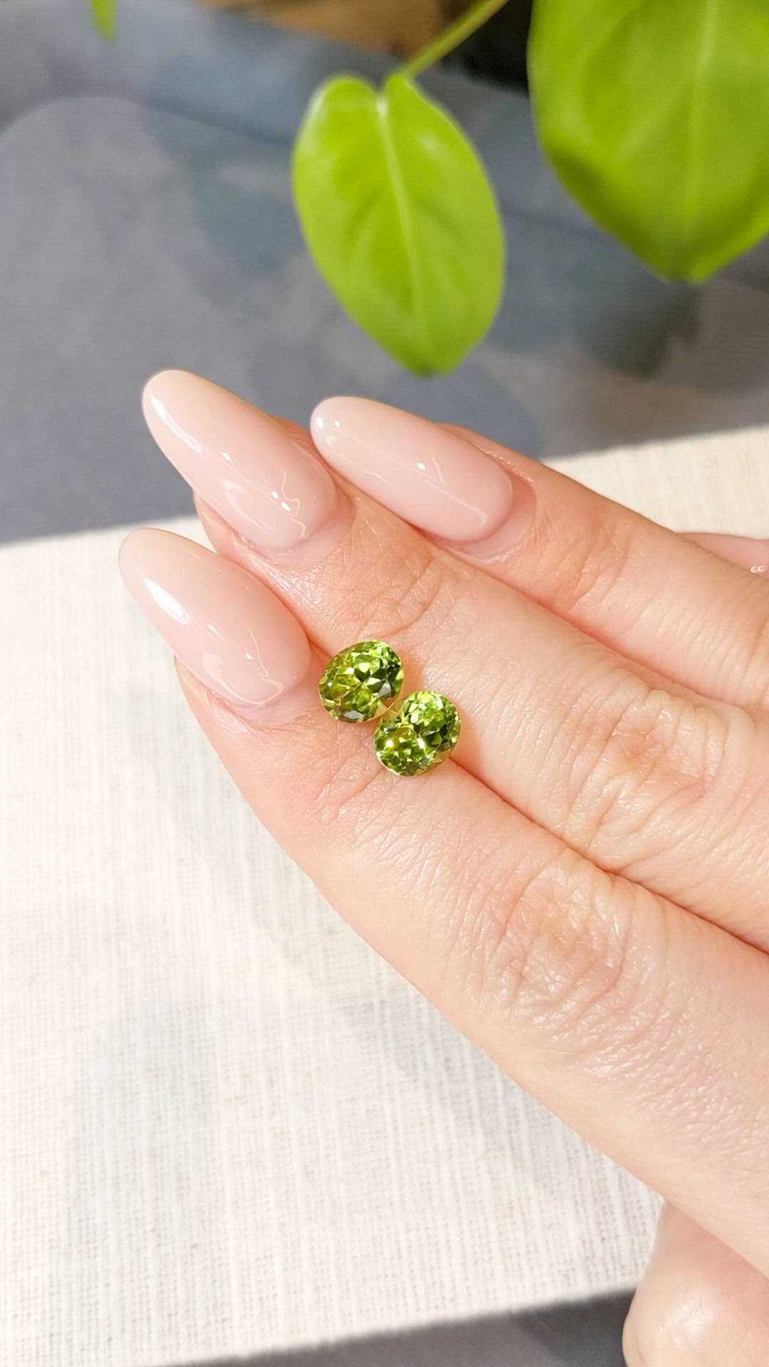 3.08 Ct.Tw.Total Carat Weight Yellowish Green Peridot Pair from Burma (Myanmar) Size Video