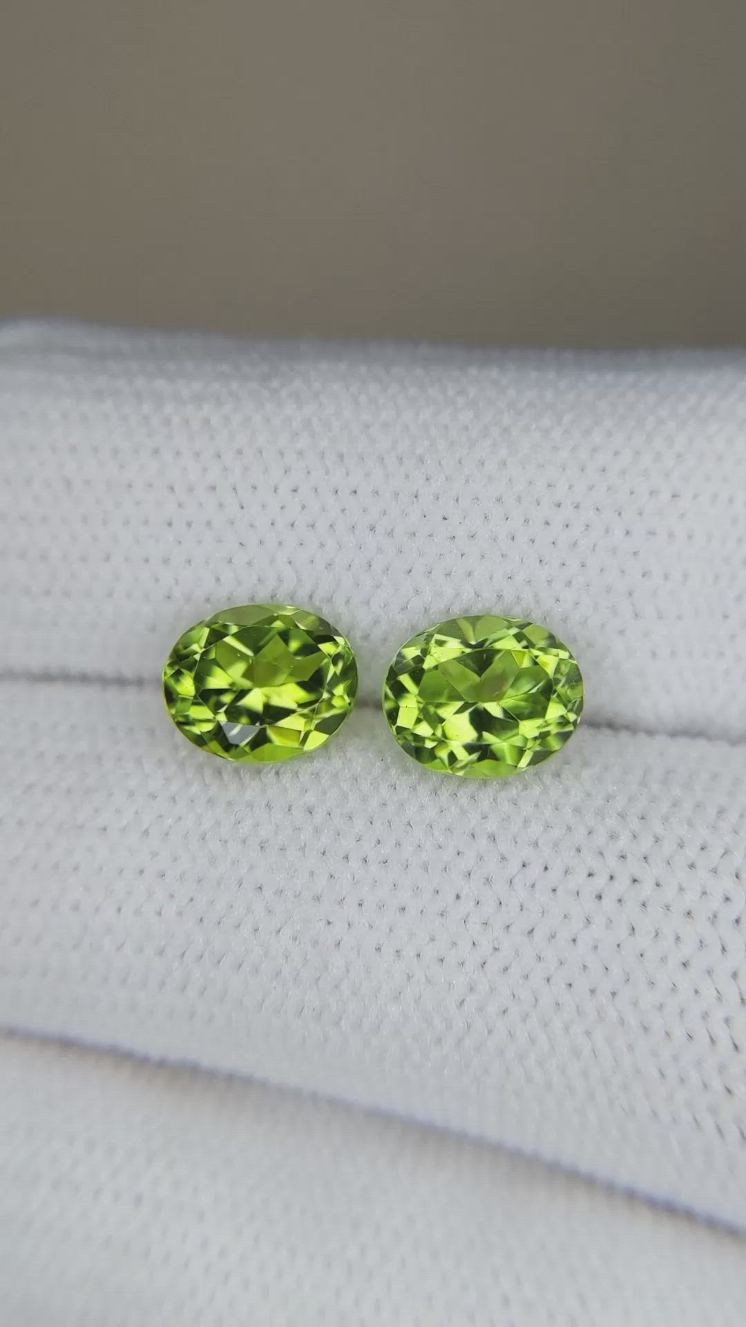 3.08 Ct.Tw.Total Carat Weight Yellowish Green Peridot Pair from Burma (Myanmar) Size Video