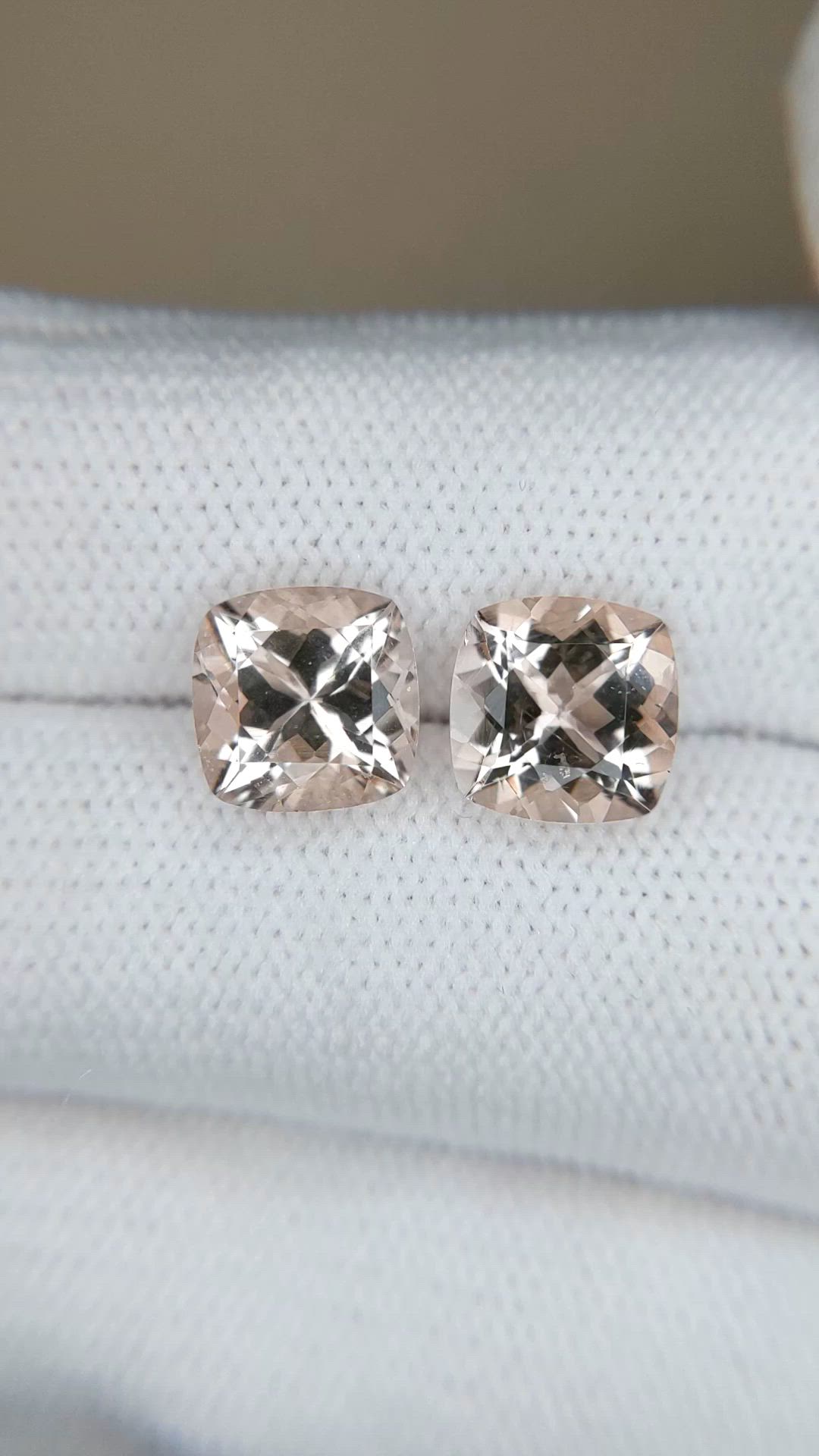 4.33&nbsp;Ct.Tw.Total Carat Weight Peach Morganite Pair from Brazil Size Video