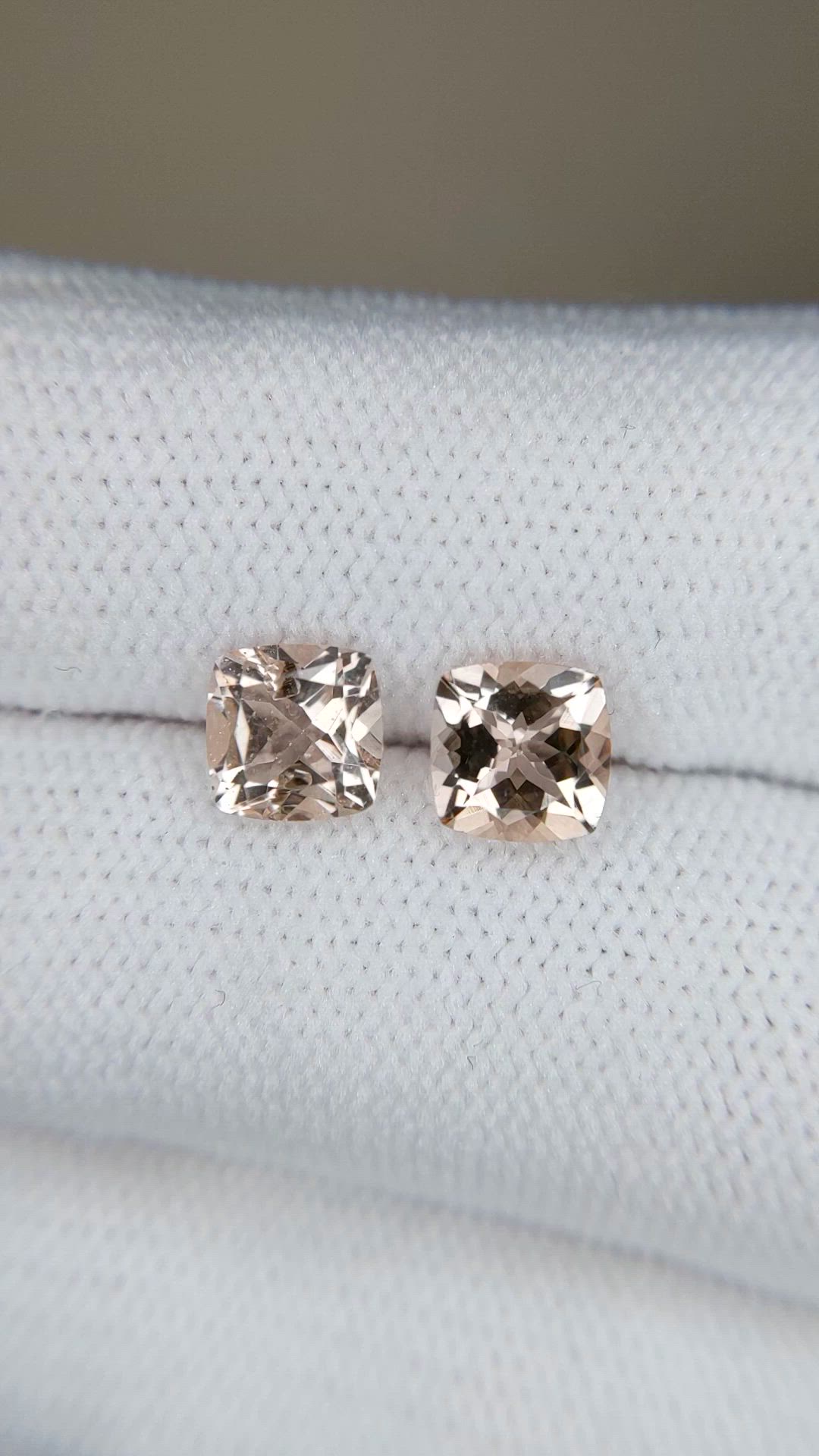 1.77&nbsp;Ct.Tw.Total Carat Weight Peach Morganite Pair from Brazil Size Video