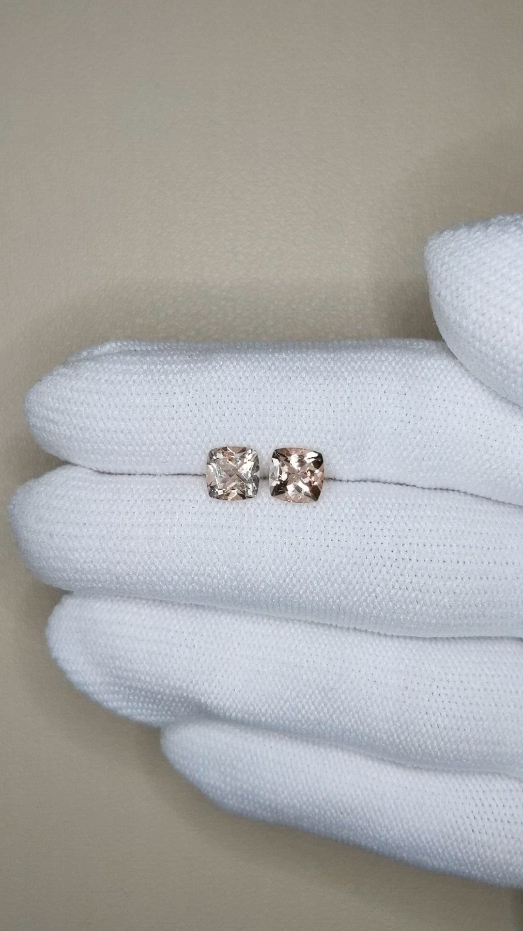 1.77&nbsp;Ct.Tw.Total Carat Weight Peach Morganite Pair from Brazil Size Video