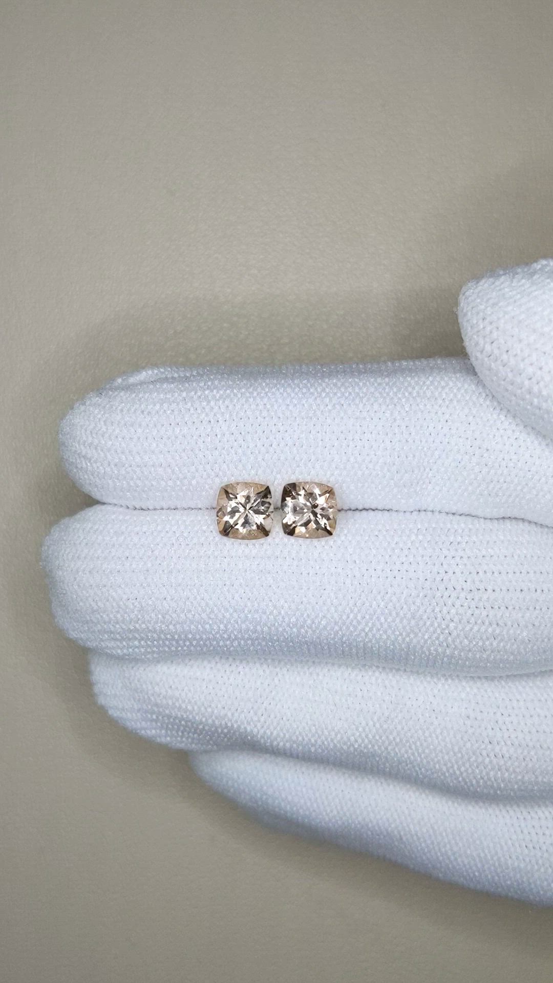 1.71&nbsp;Ct.Tw.Total Carat Weight Peach Morganite Pair from Brazil Size Video