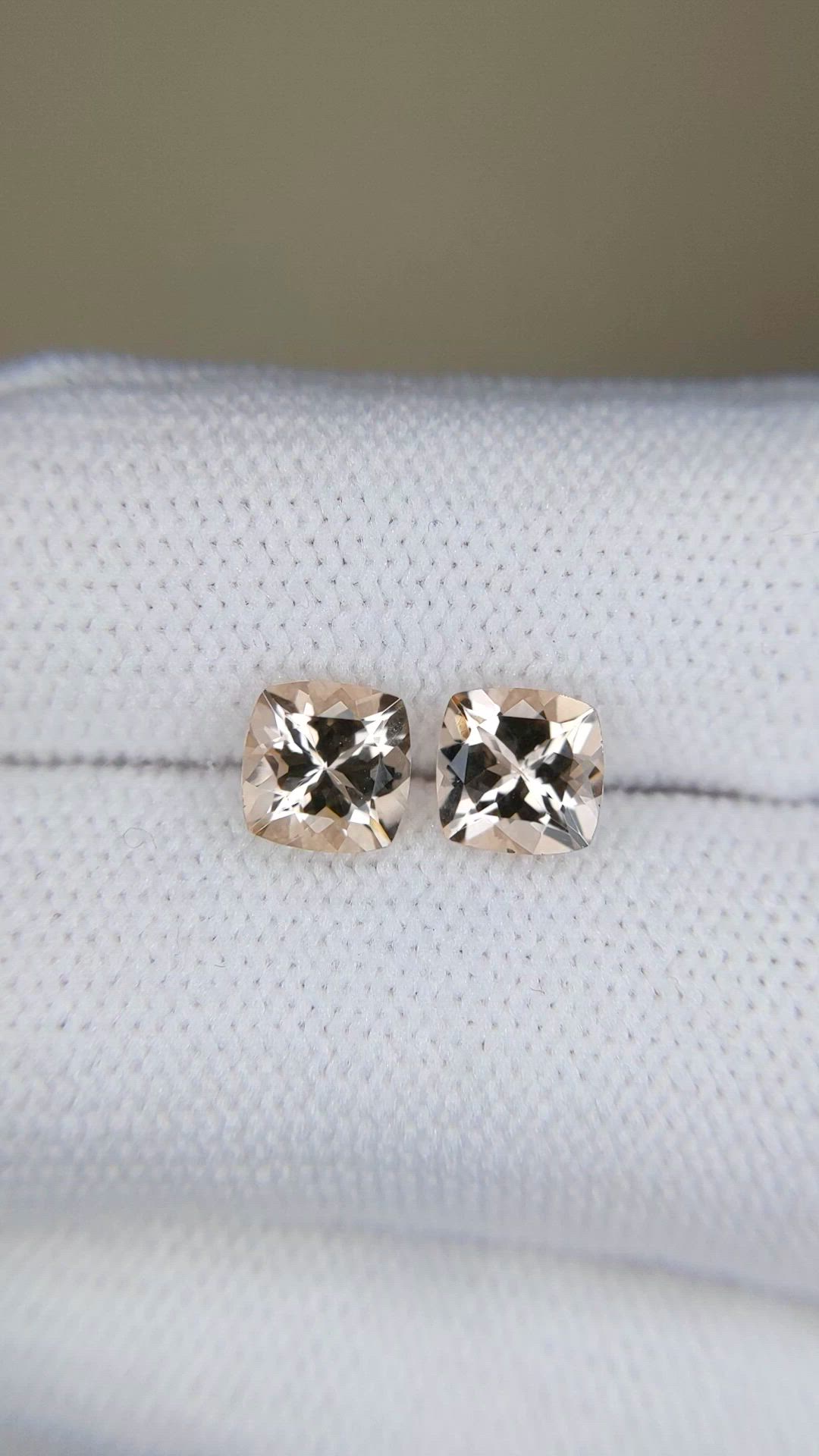 1.71&nbsp;Ct.Tw.Total Carat Weight Peach Morganite Pair from Brazil Size Video