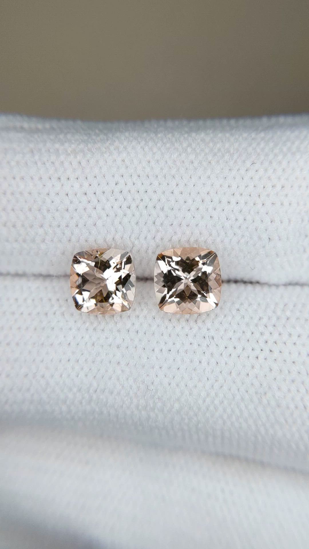 1.92&nbsp;Ct.Tw.Total Carat Weight Peach Morganite Pair from Brazil Size Video