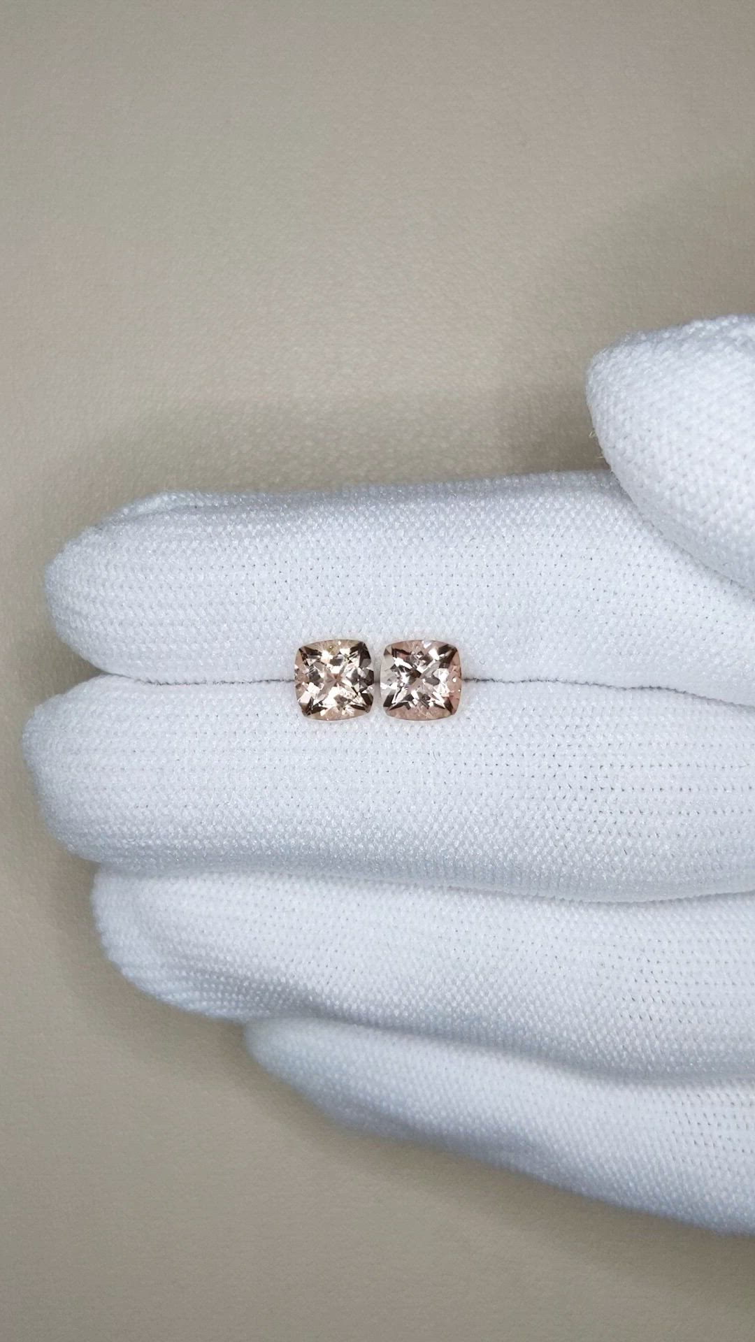1.92&nbsp;Ct.Tw.Total Carat Weight Peach Morganite Pair from Brazil Size Video