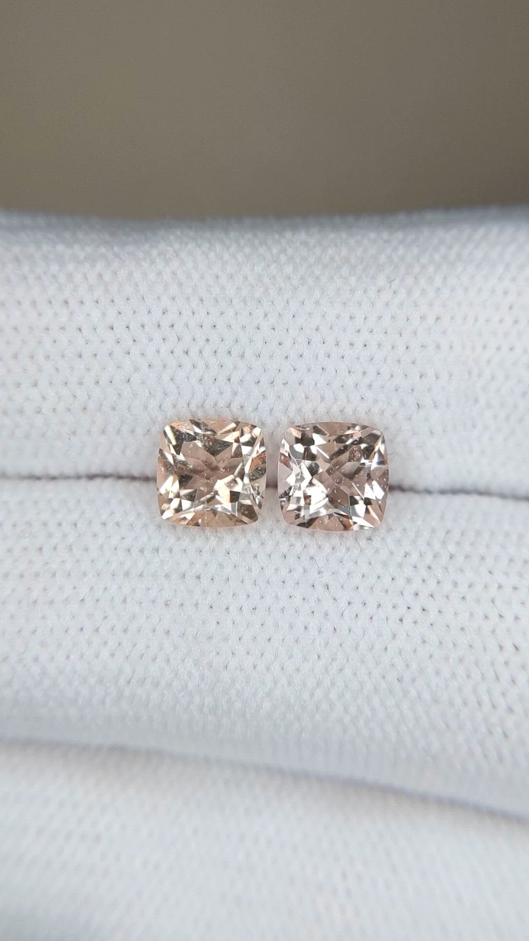 1.86&nbsp;Ct.Tw.Total Carat Weight Peach Morganite Pair from Brazil Size Video