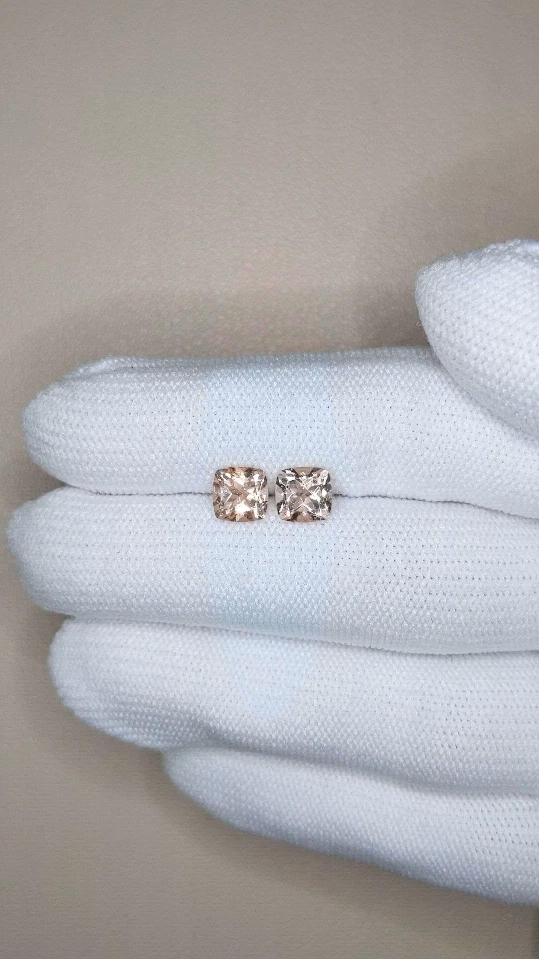 1.86&nbsp;Ct.Tw.Total Carat Weight Peach Morganite Pair from Brazil Size Video