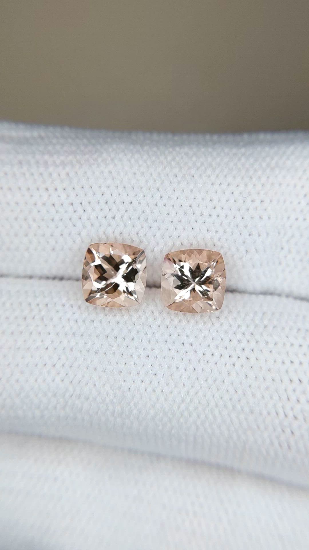 1.99&nbsp;Ct.Tw.Total Carat Weight Peach Morganite Pair from Brazil Size Video