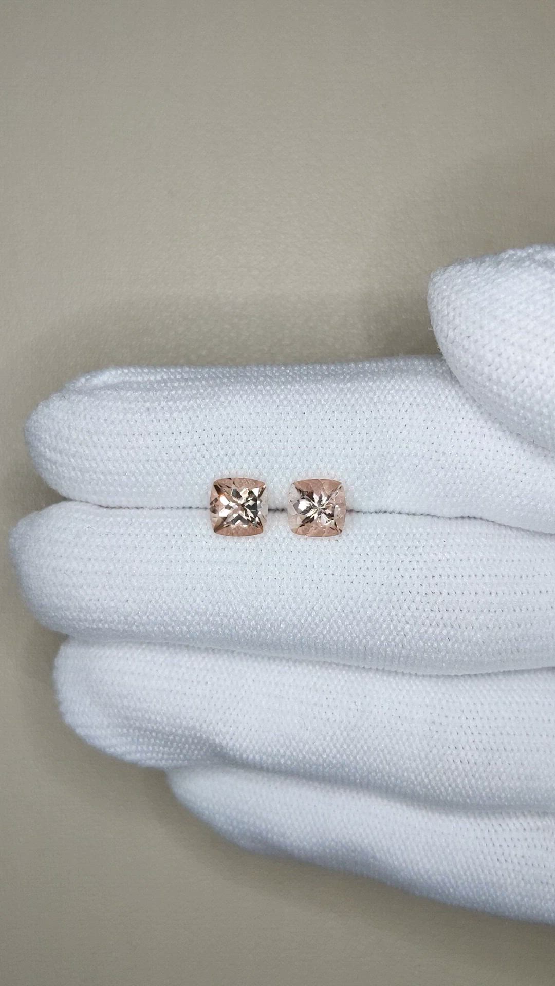 1.99&nbsp;Ct.Tw.Total Carat Weight Peach Morganite Pair from Brazil Size Video