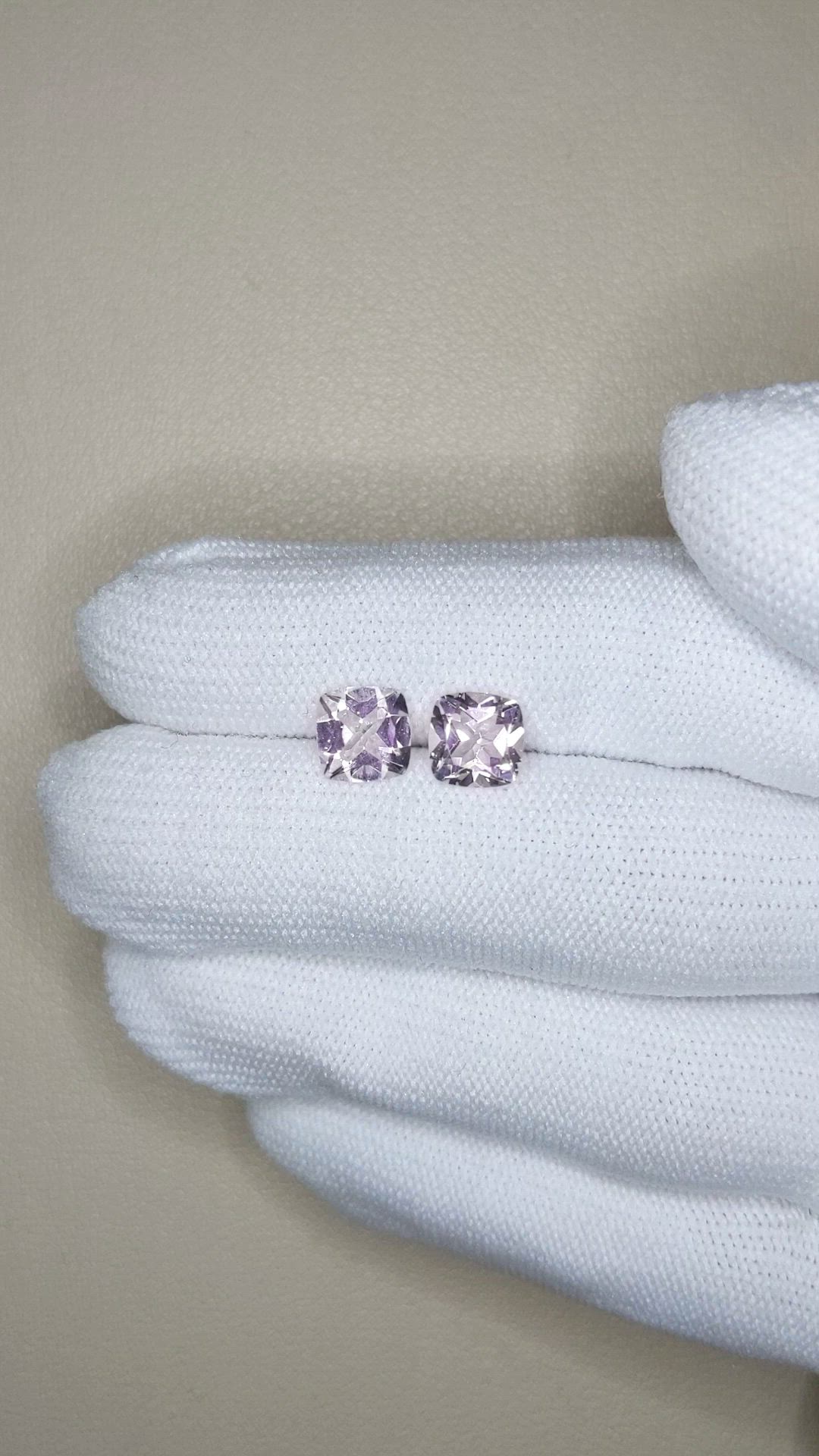2.38&nbsp;Ct.Tw.Total Carat Weight Purplish Pink Morganite Pair from Brazil Size Video