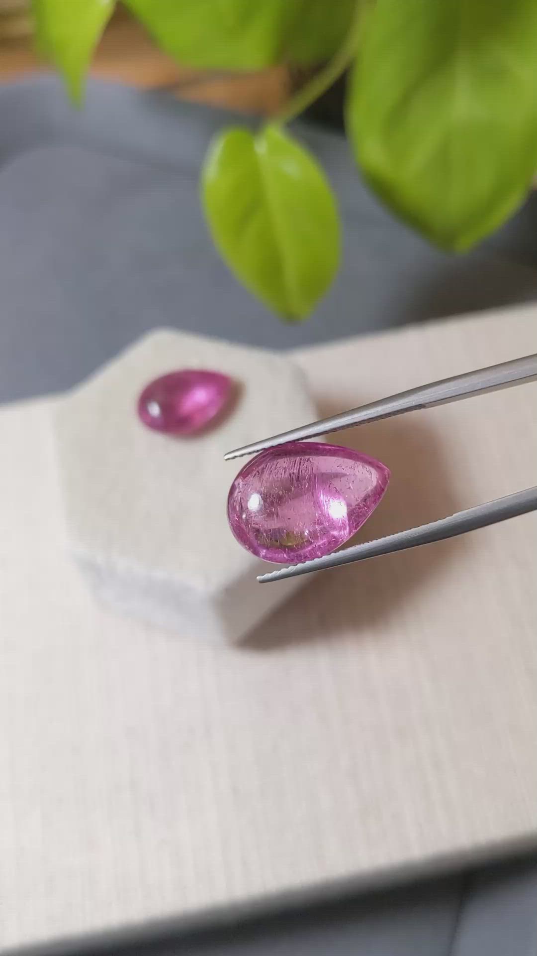 19.31 Ct.Tw.Total Carat Weight Pink Cabochon Tourmaline Pair from Mozambique Size Video