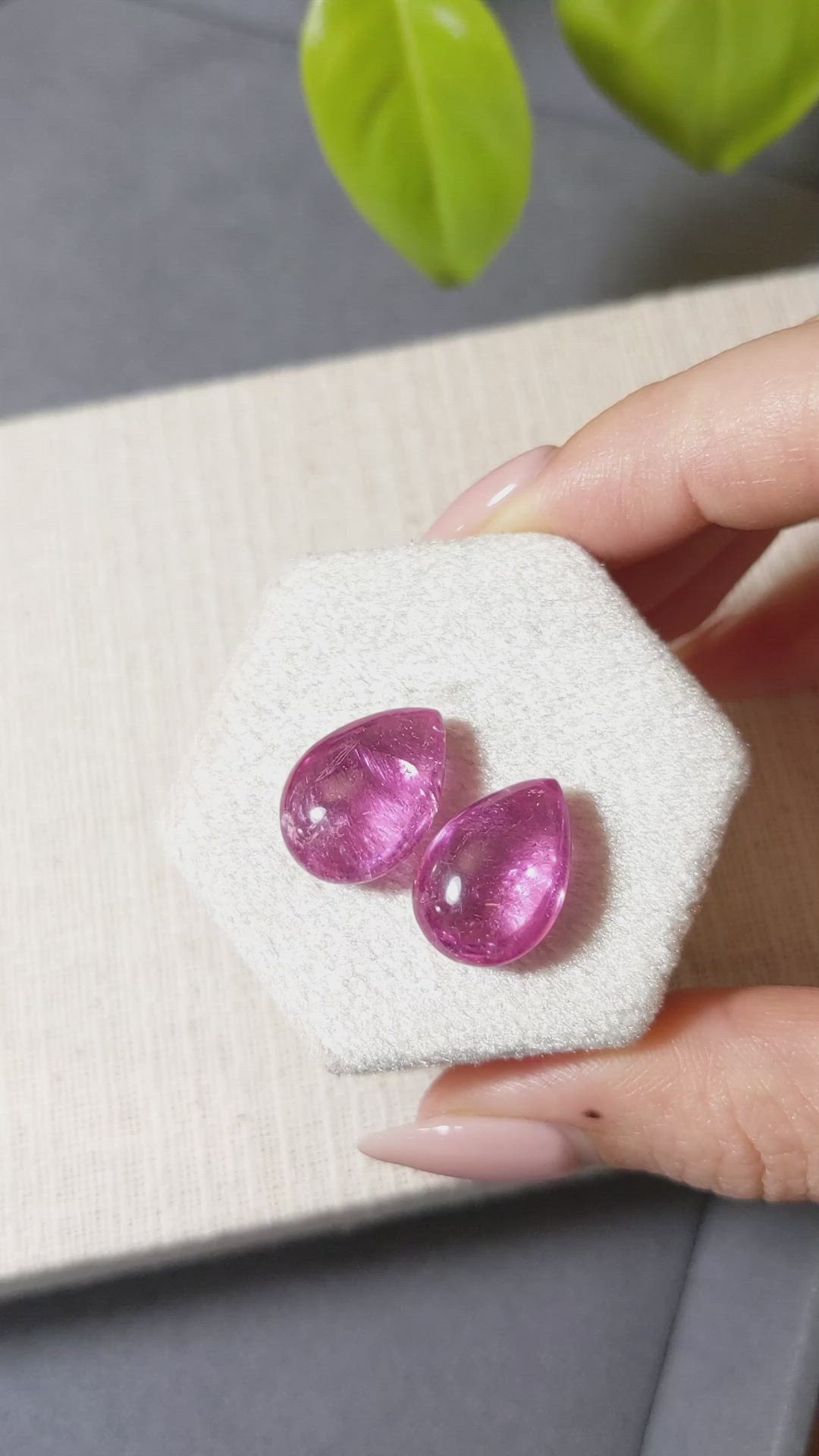 19.31 Ct.Tw.Total Carat Weight Pink Cabochon Tourmaline Pair from Mozambique Size Video