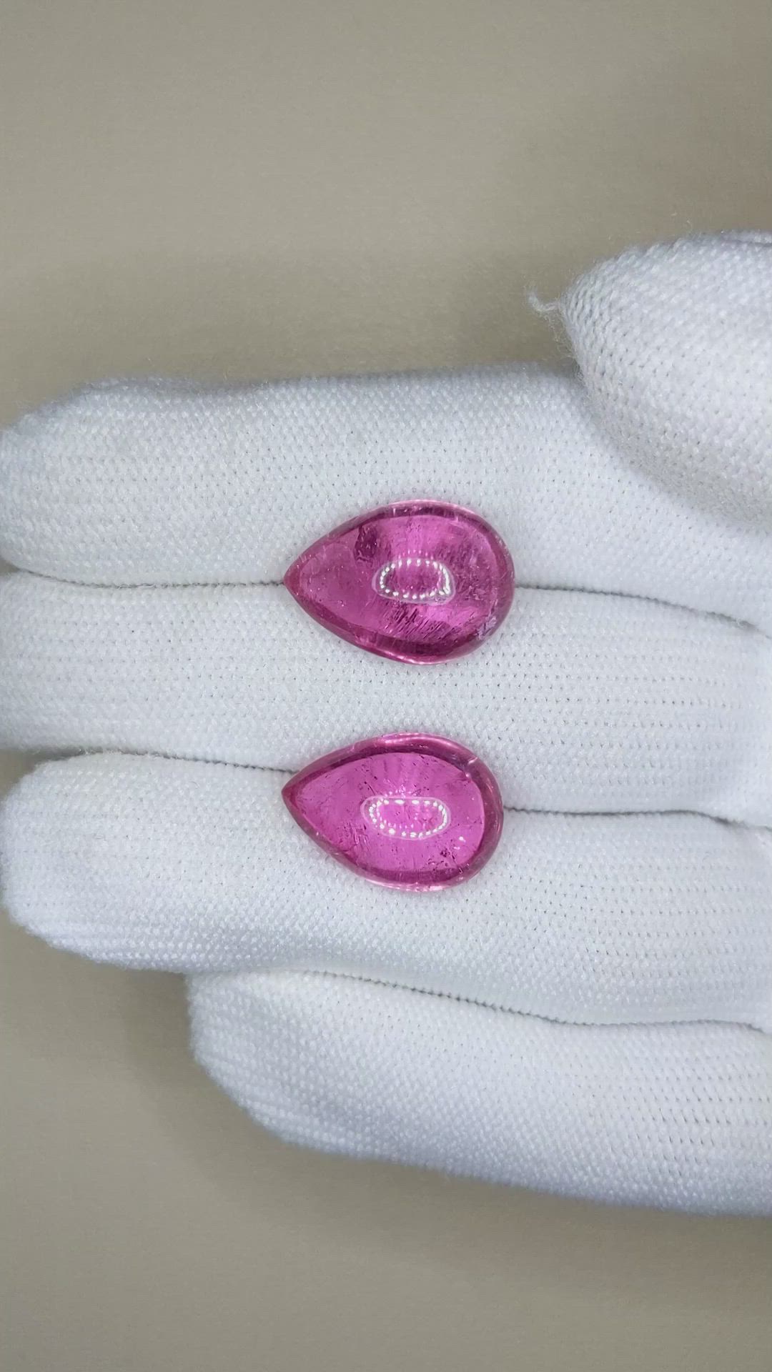 19.31&nbsp;Ct.Tw.Total Carat Weight Pink Cabochon Tourmaline Pair from Mozambique Size Video