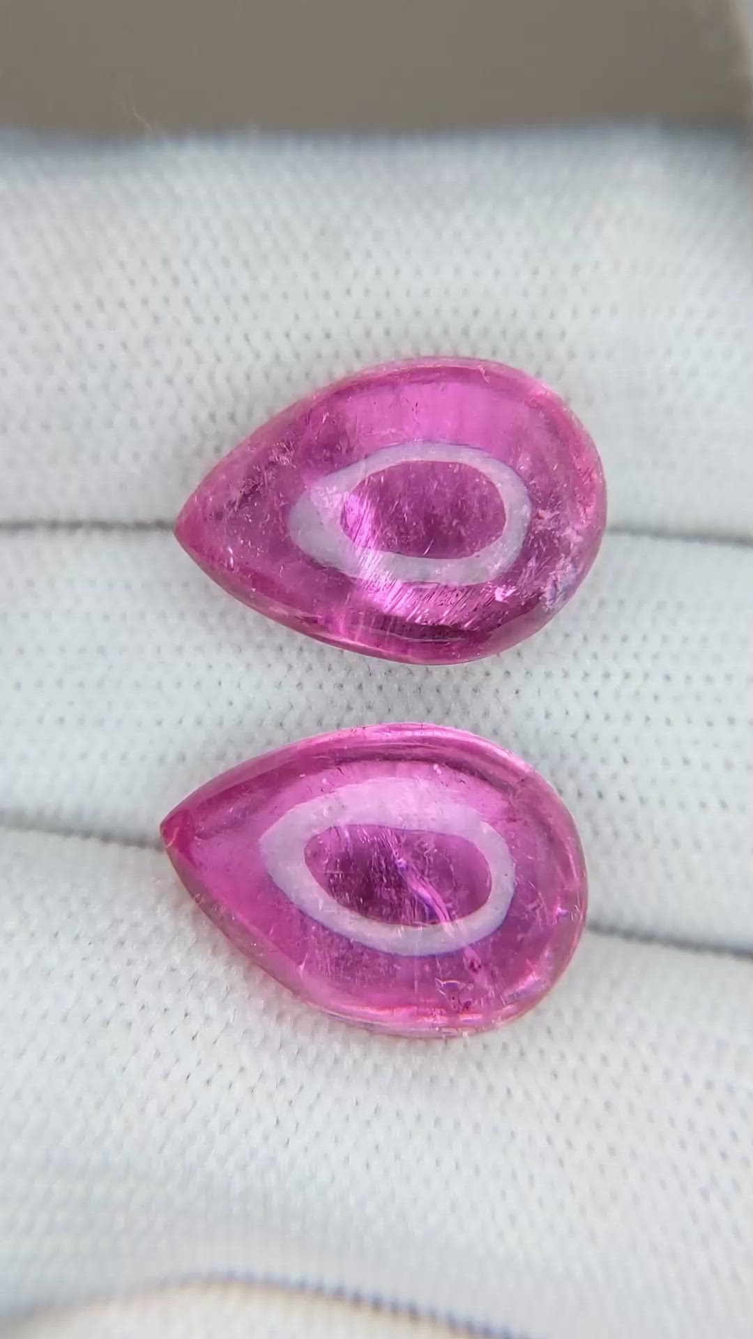 19.31&nbsp;Ct.Tw.Total Carat Weight Pink Cabochon Tourmaline Pair from Mozambique Size Video