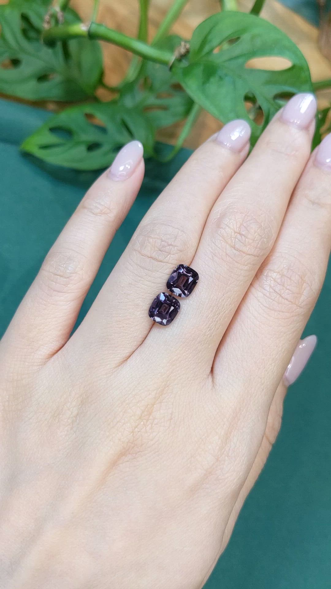 3.20&nbsp;Ct.Tw.Total Carat Weight Purple Spinel Pair from Burma (Myanmar) Size Video