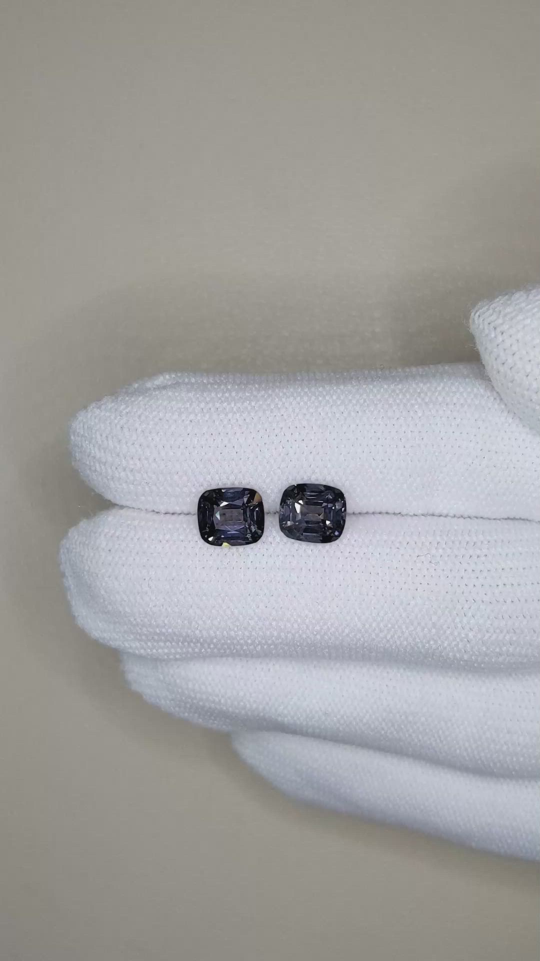 3.20&nbsp;Ct.Tw.Total Carat Weight Purple Spinel Pair from Burma (Myanmar) Size Video