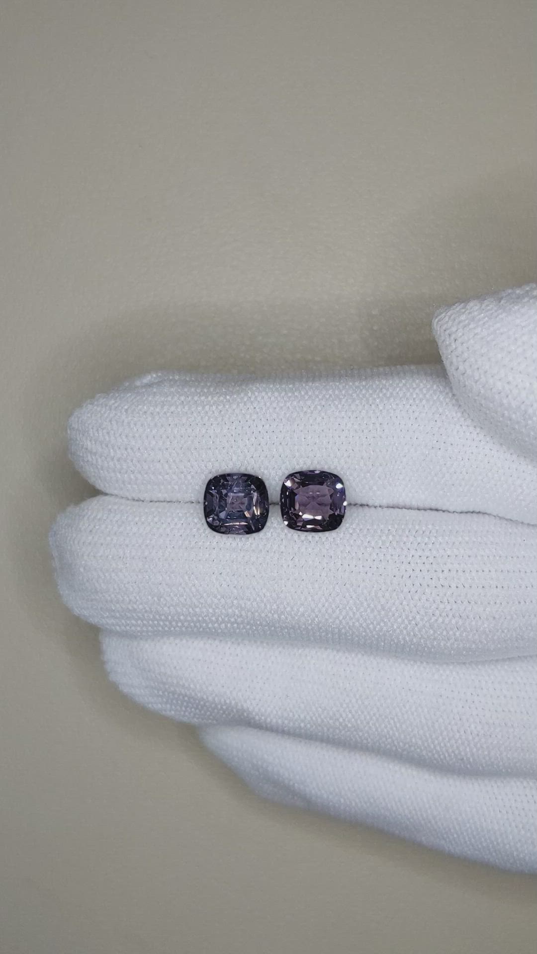 4.05&nbsp;Ct.Tw.Total Carat Weight Purplish Grey Spinel Pair from Burma (Myanmar) Size Video