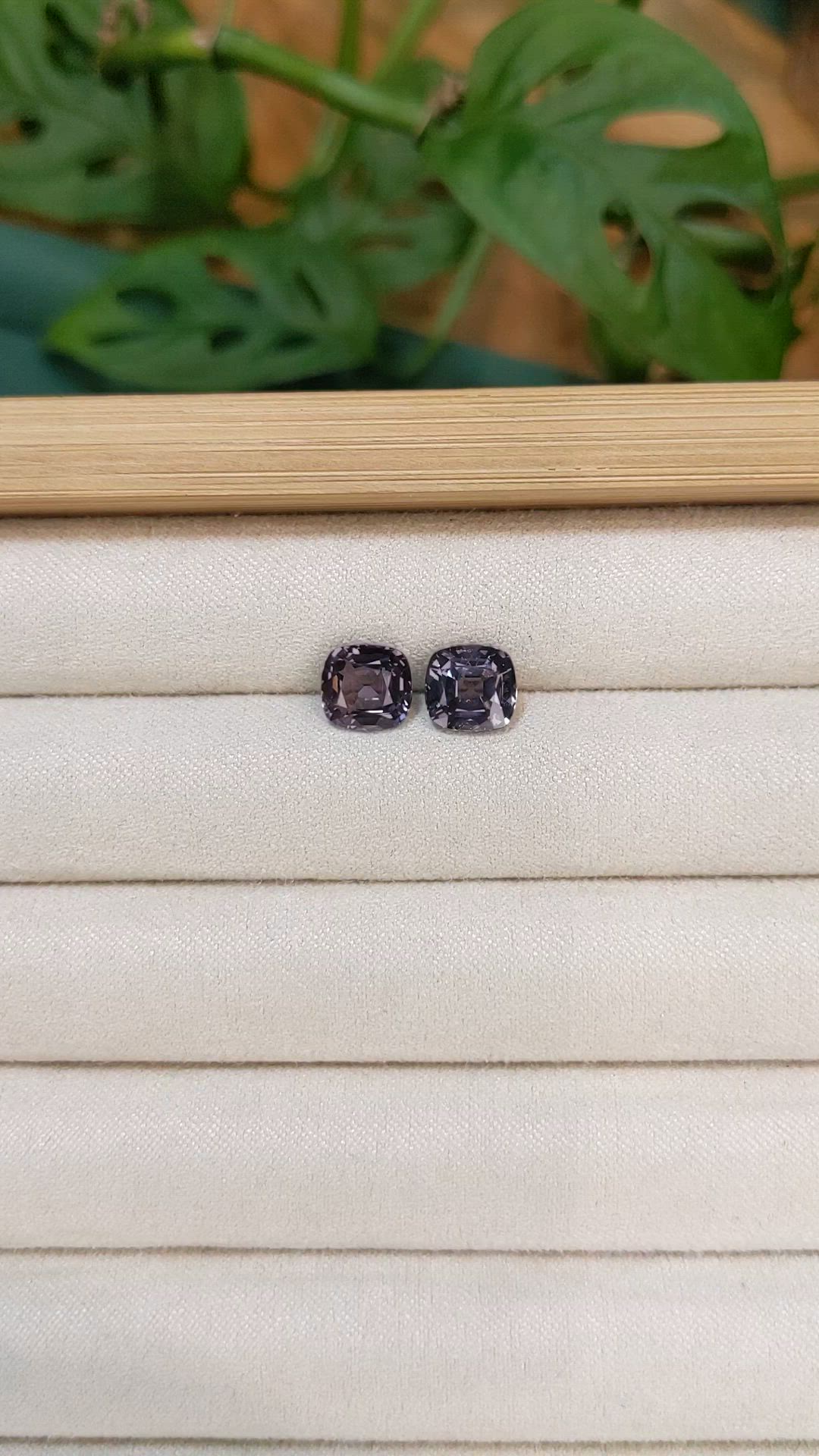 4.05&nbsp;Ct.Tw.Total Carat Weight Purplish Grey Spinel Pair from Burma (Myanmar) Size Video