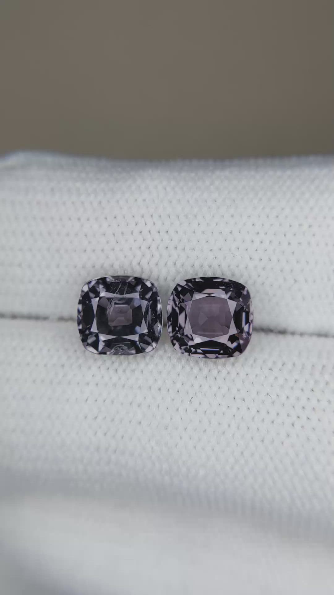 4.05&nbsp;Ct.Tw.Total Carat Weight Purplish Grey Spinel Pair from Burma (Myanmar) Size Video