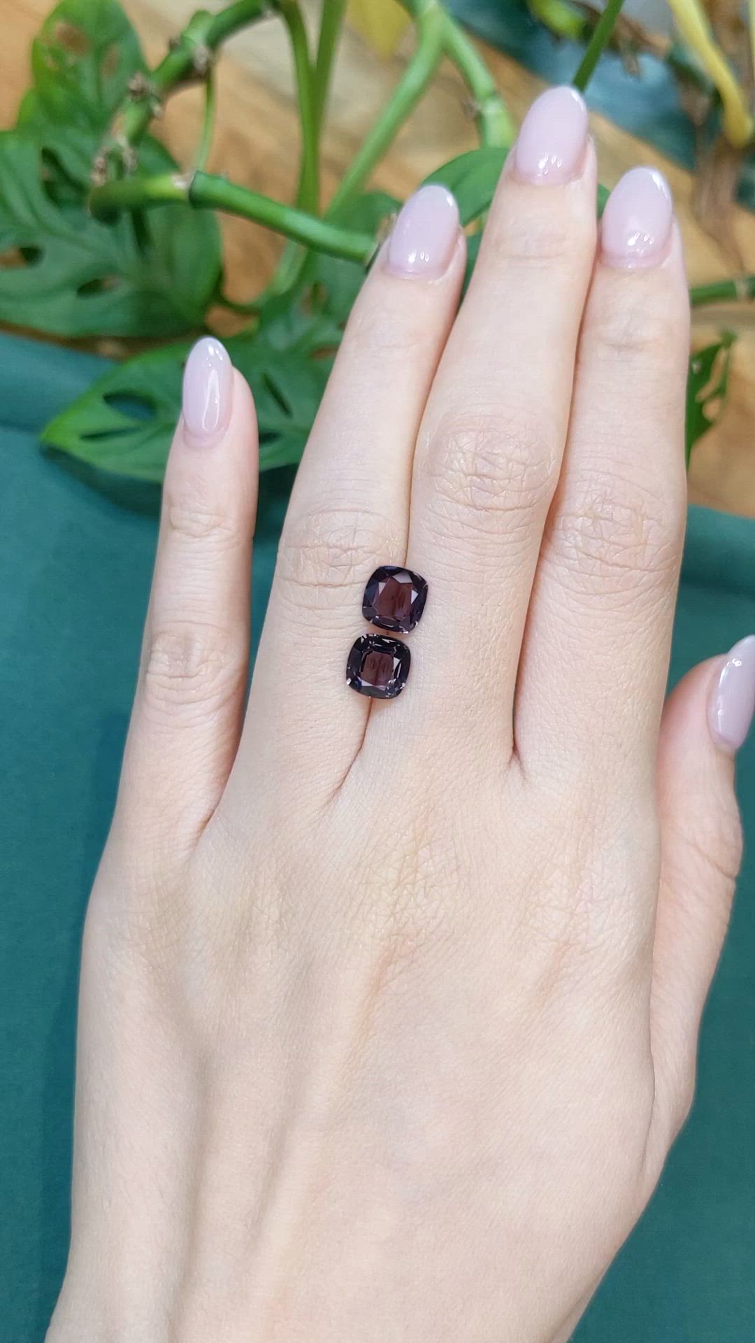3.21&nbsp;Ct.Tw.Total Carat Weight Purple Spinel Pair from Burma (Myanmar) Size Video