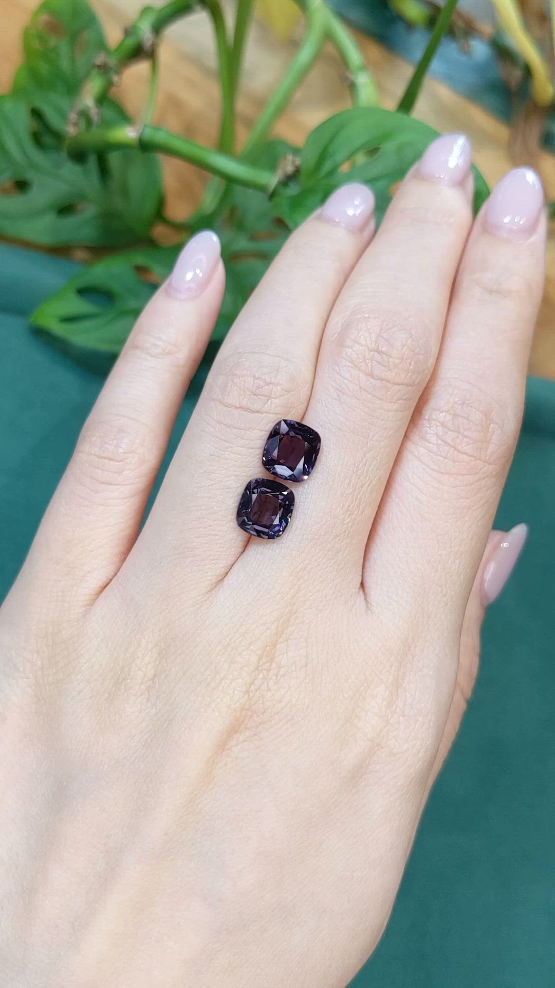 4.83&nbsp;Ct.Tw.Total Carat Weight Purple Spinel Pair from Burma (Myanmar) Size Video