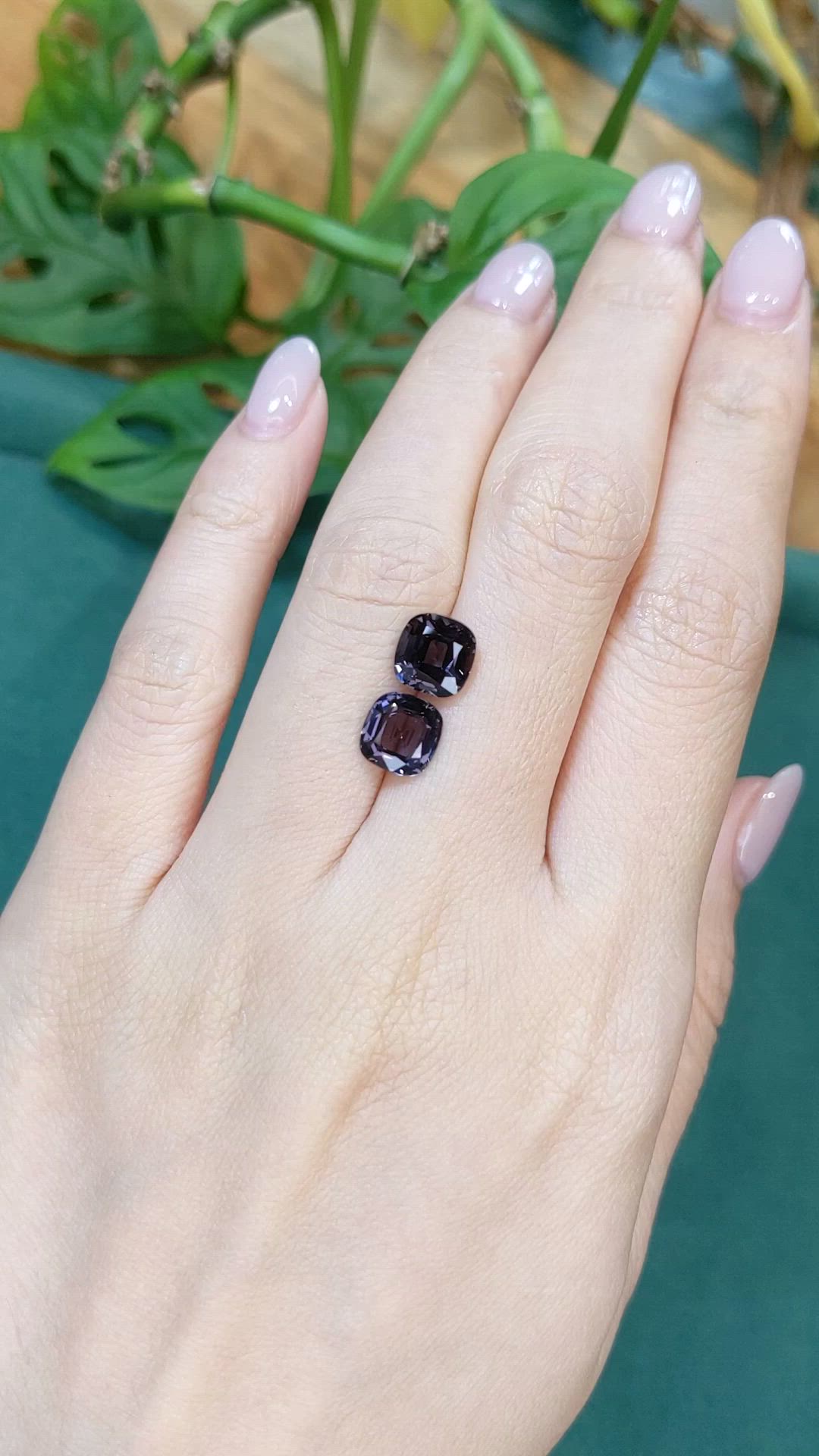 4.14&nbsp;Ct.Tw.Total Carat Weight Purple Spinel Pair from Burma (Myanmar) Size Video
