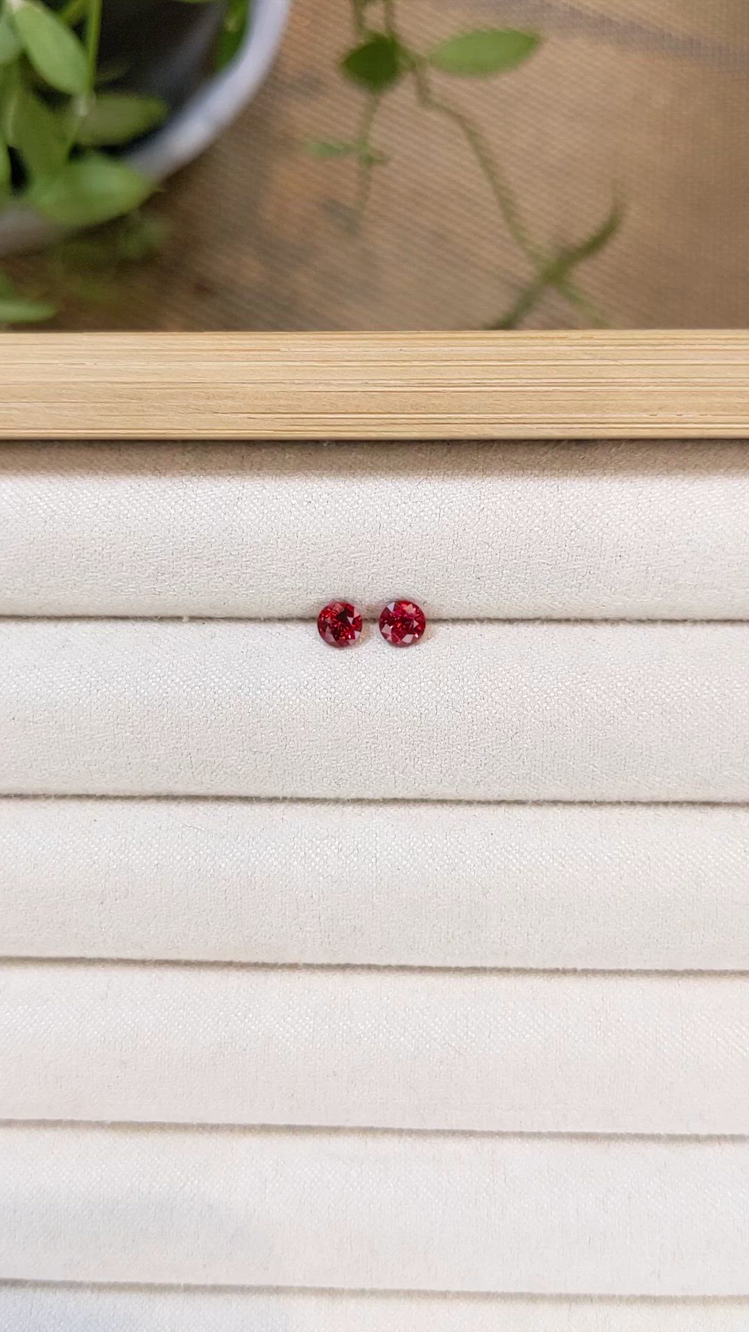 0.60 Ct.Tw.Total Carat Weight Red Spinel Pair from Burma (Myanmar) Size Video