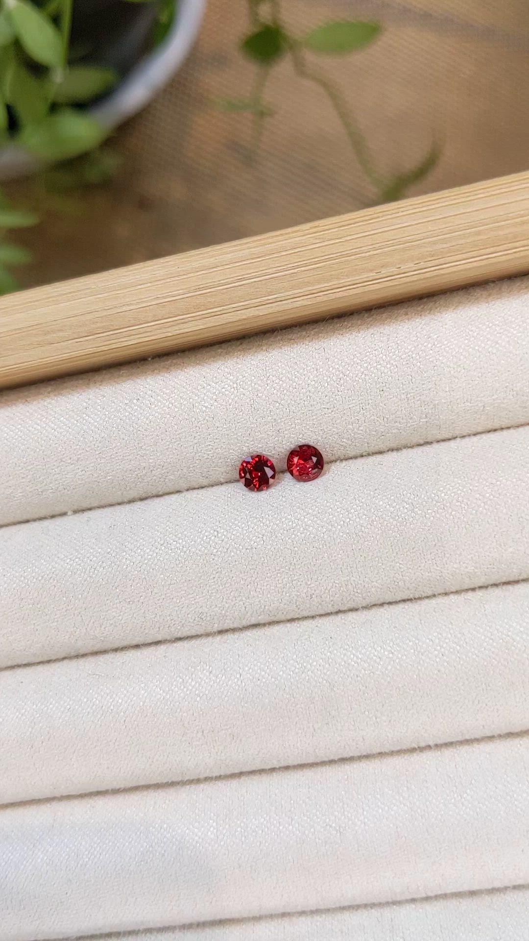 0.45 Ct.Tw.Total Carat Weight Red Spinel Pair from Burma (Myanmar) Size Video