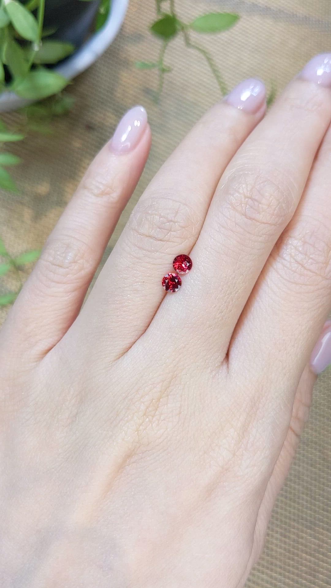 0.45 Ct.Tw.Total Carat Weight Red Spinel Pair from Burma (Myanmar) Size Video