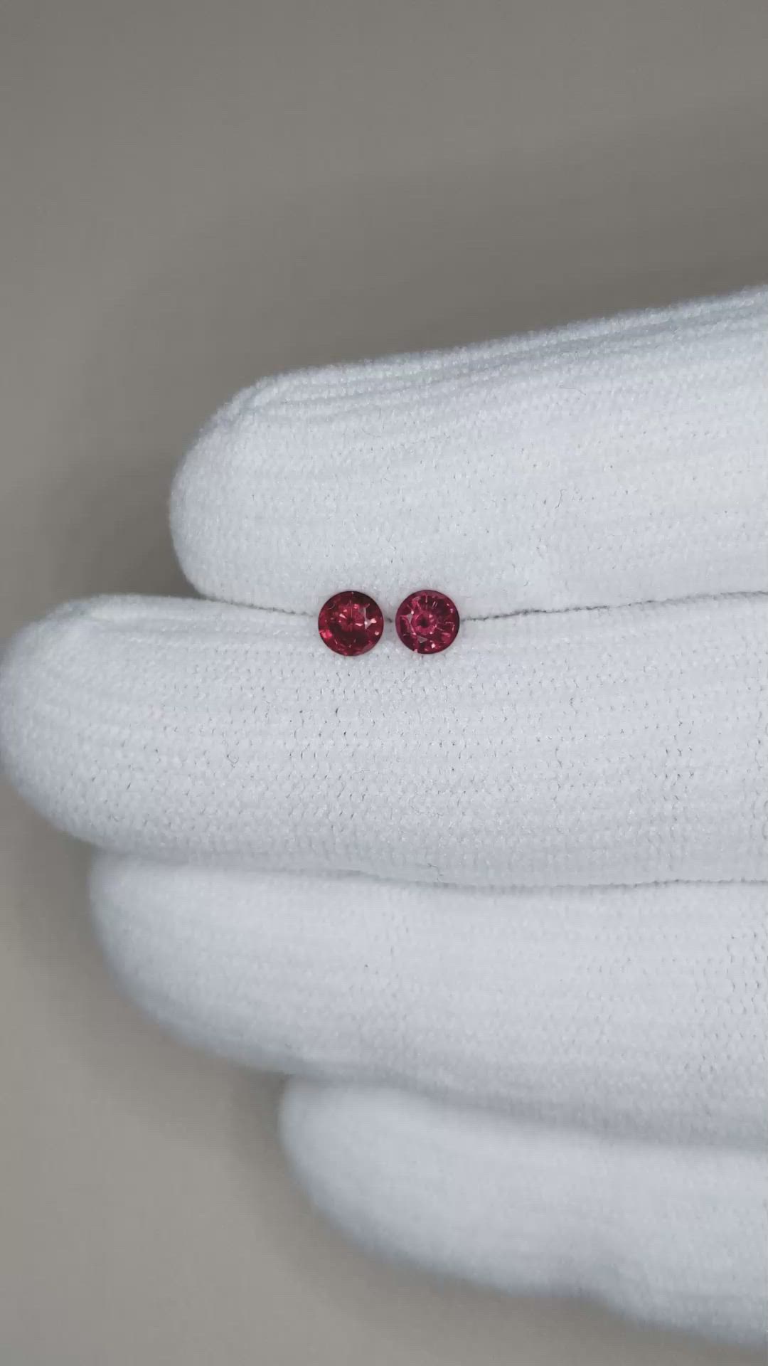 0.55 Ct.Tw.Total Carat Weight Red Spinel Pair from Burma (Myanmar) Size Video