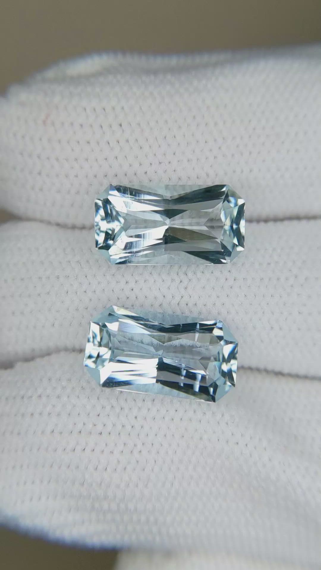 6.23 Ct.Tw.Total Carat Weight Blue Aquamarine Pair from Brazil Size Video