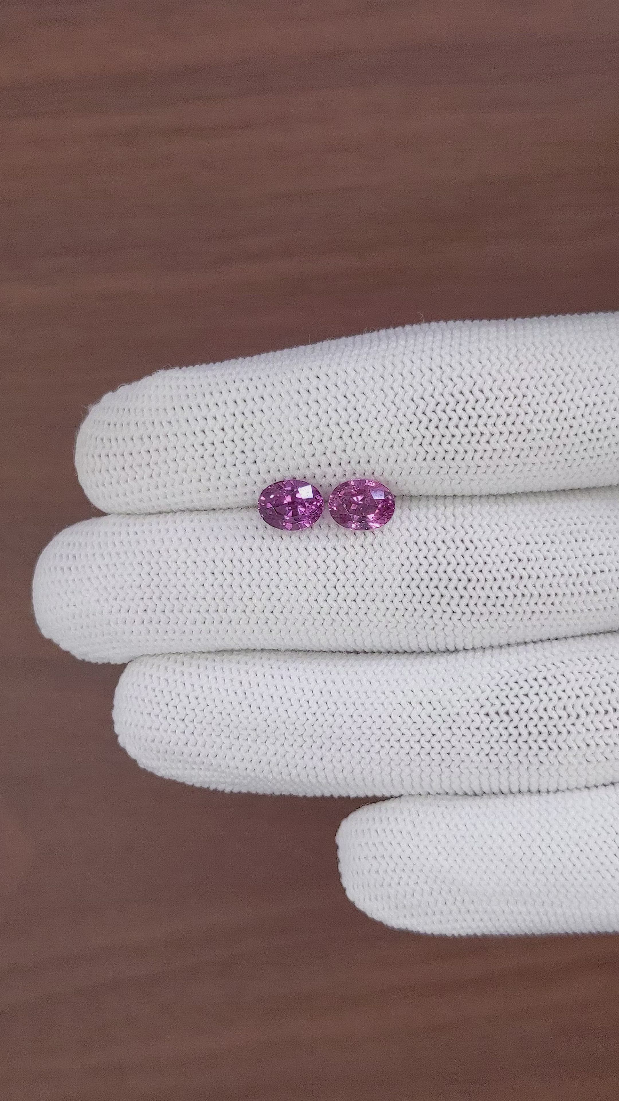 3.20 Ct.Tw.Total Carat Weight Purplish Pink Rhodolite Garnet Pair from Ceylon (Sri Lanka) Size Video