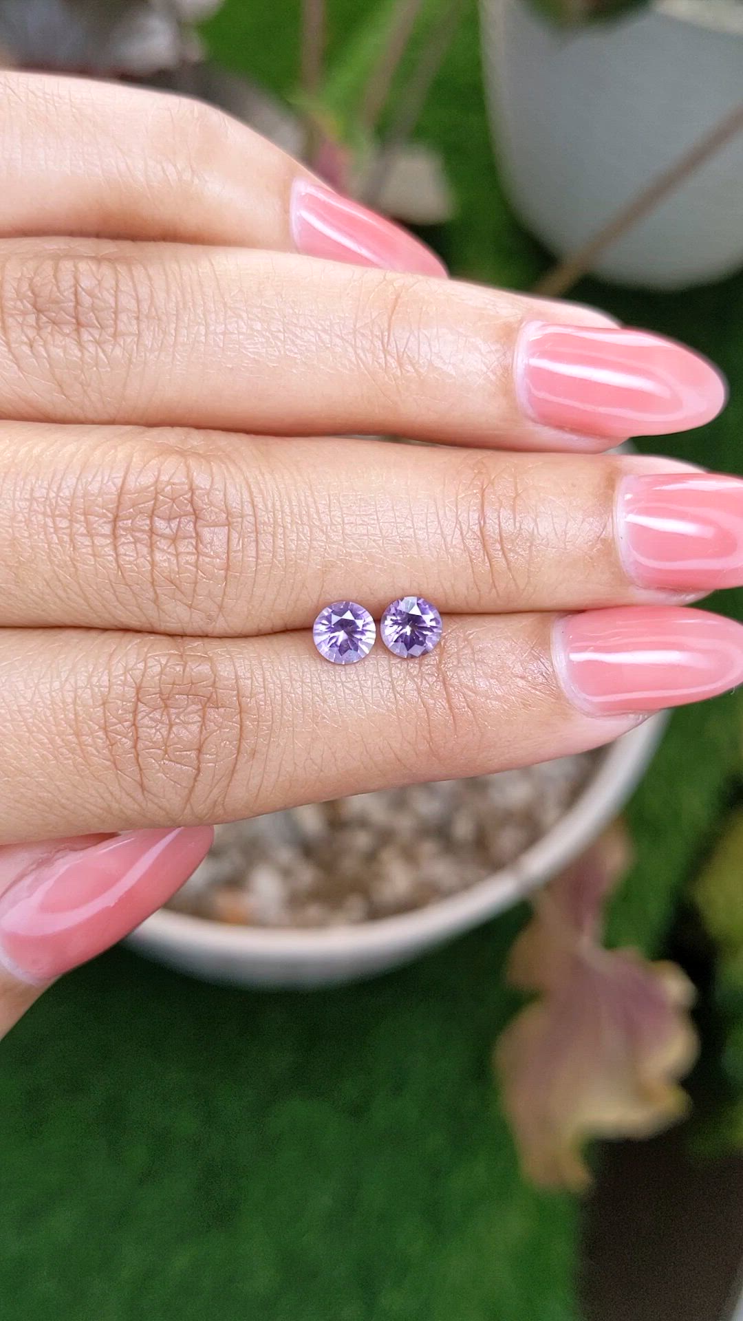 1.03 Ct.Tw.Total Carat Weight Purple Spinel Pair from Ceylon (Sri Lanka) Size Video