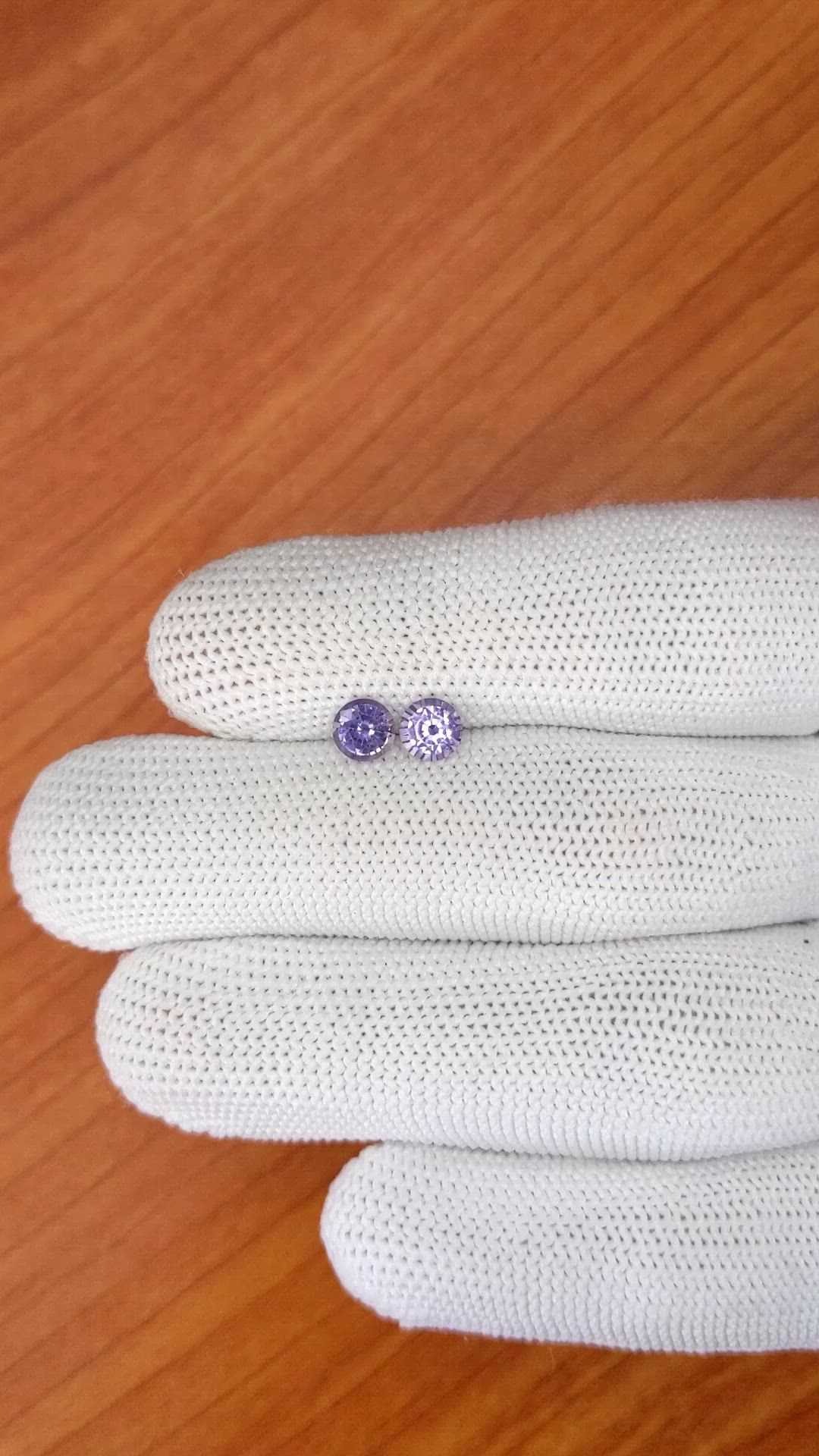 1.03 Ct.Tw.Total Carat Weight Purple Spinel Pair from Ceylon (Sri Lanka) Size Video