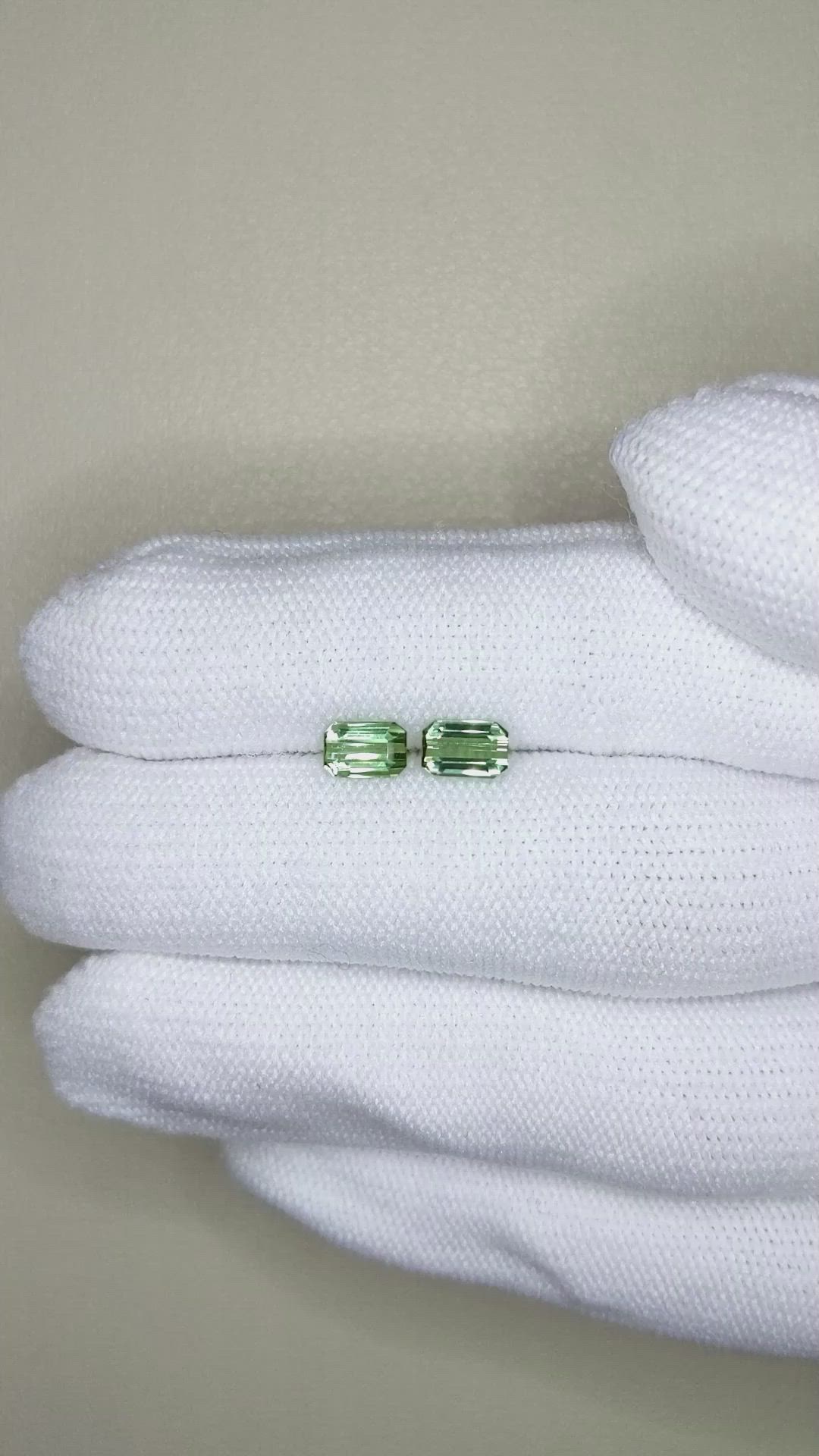 1.25 Ct.Tw.Total Carat Weight Green Tourmaline Pair from Brazil Size Video
