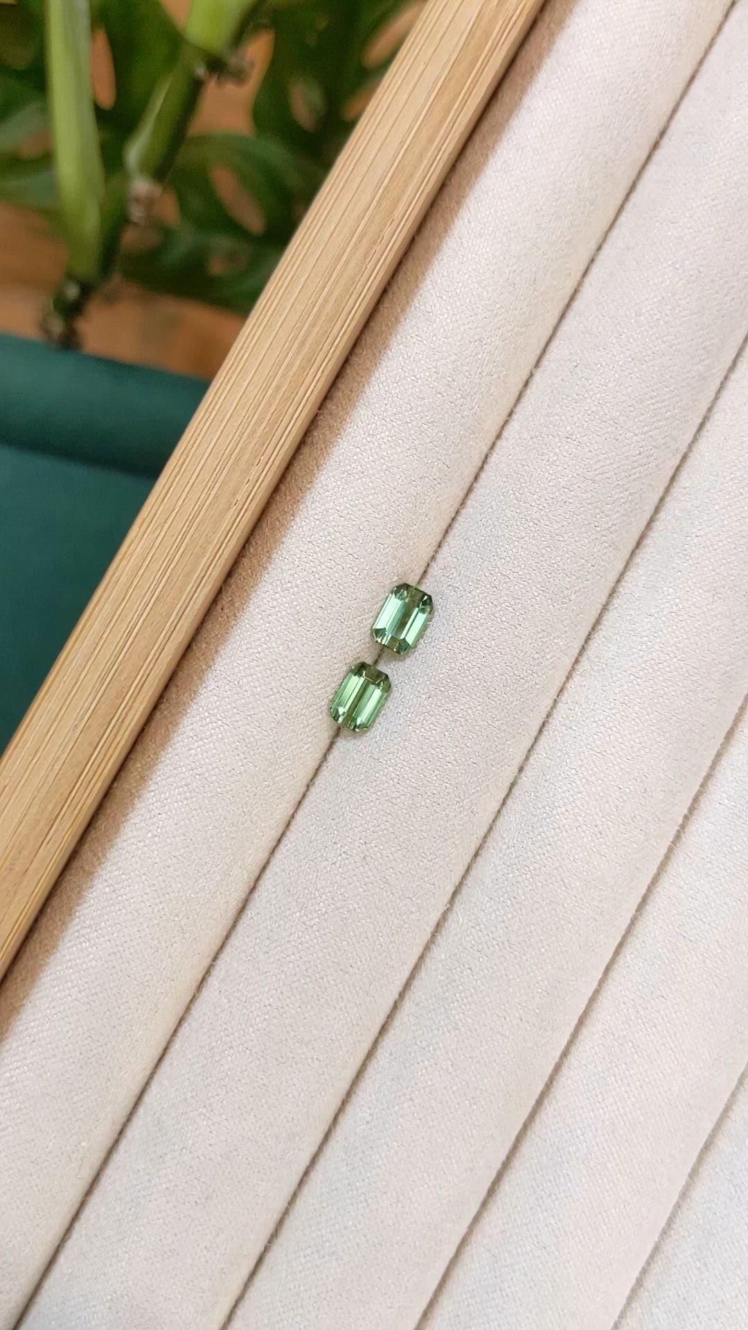 1.25 Ct.Tw.Total Carat Weight Green Tourmaline Pair from Brazil Size Video