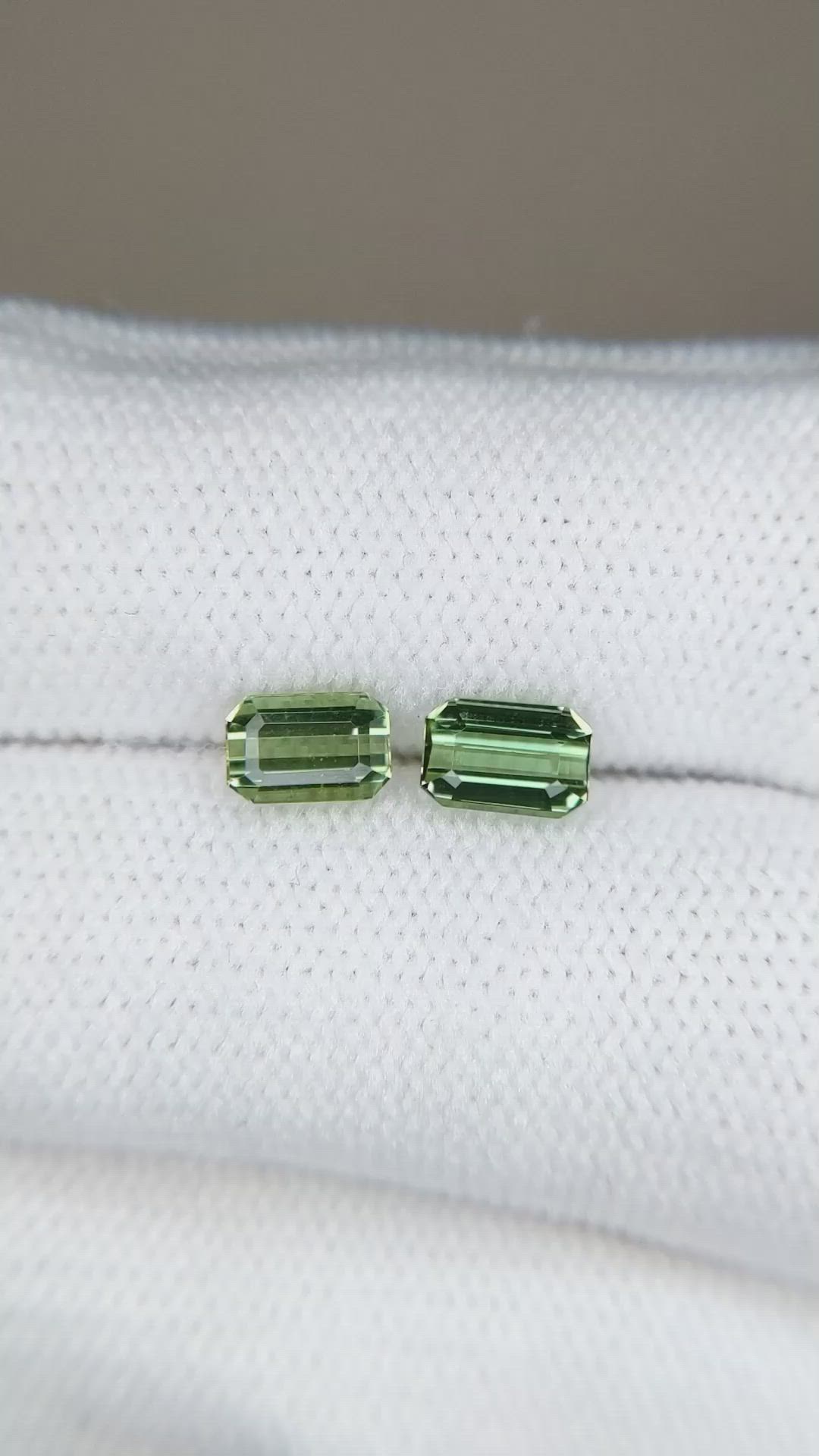 1.25 Ct.Tw.Total Carat Weight Green Tourmaline Pair from Brazil Size Video