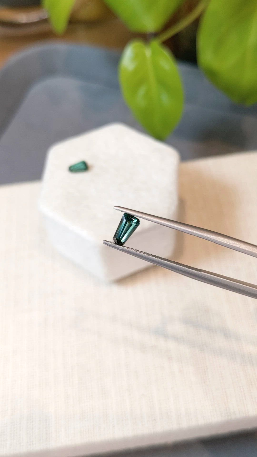 0.93 Ct.Tw.Total Carat Weight Bluish Green Tourmaline Pair from Brazil Size Video