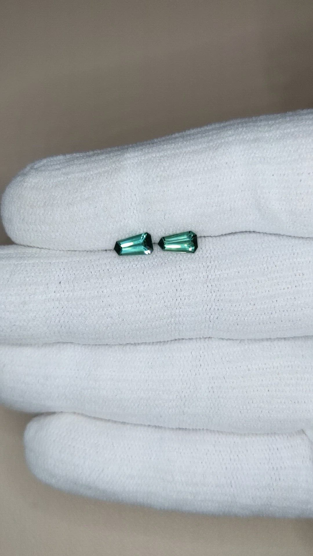 0.93 Ct.Tw.Total Carat Weight Bluish Green Tourmaline Pair from Brazil Size Video
