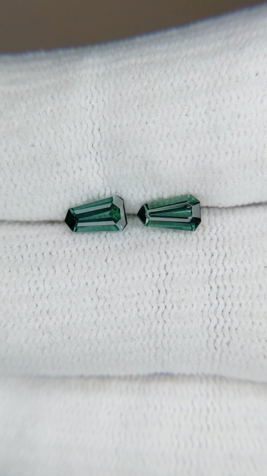 0.93 Ct.Tw.Total Carat Weight Bluish Green Tourmaline Pair from Brazil Size Video