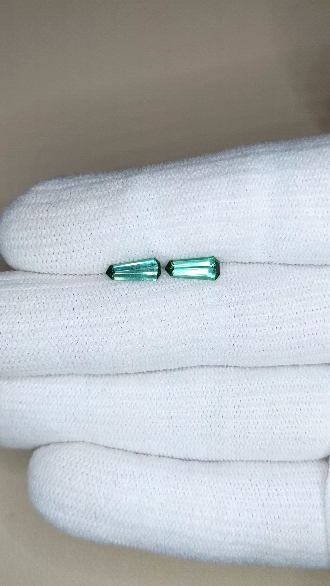1.16 Ct.Tw.Total Carat Weight Bluish Green Tourmaline Pair from Brazil Size Video