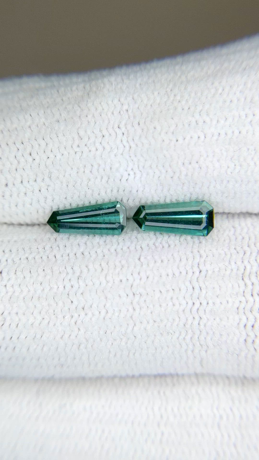 1.16 Ct.Tw.Total Carat Weight Bluish Green Tourmaline Pair from Brazil Size Video
