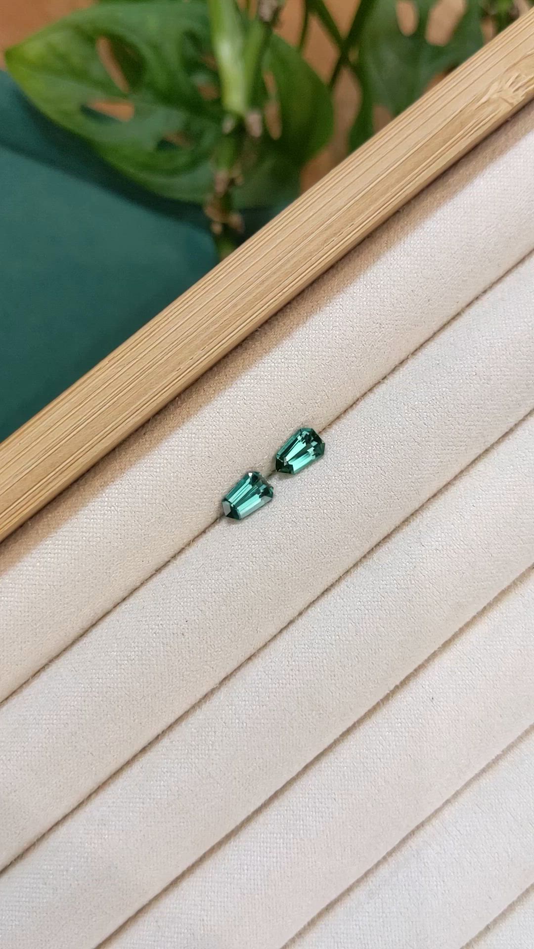 1.45 Ct.Tw.Total Carat Weight Bluish Green Tourmaline Pair from Brazil Size Video