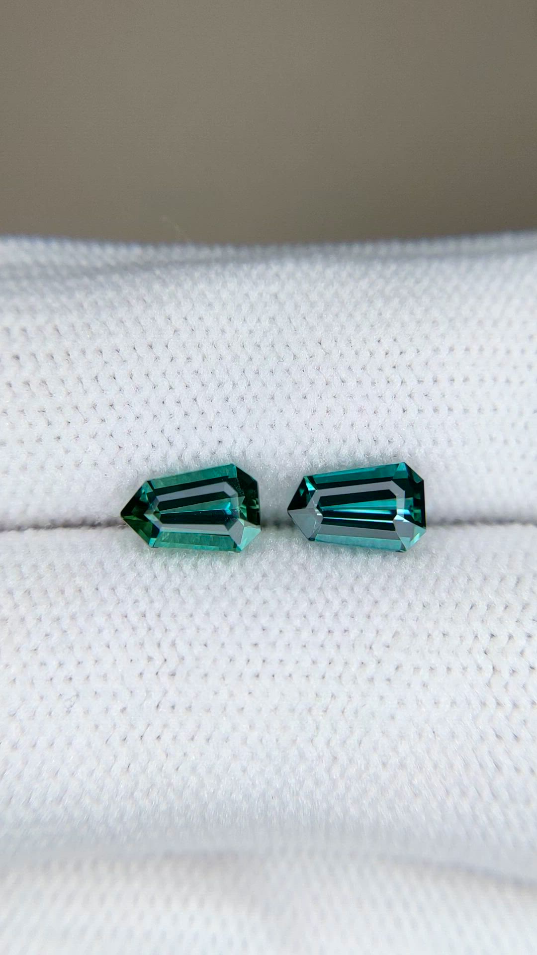 1.45 Ct.Tw.Total Carat Weight Bluish Green Tourmaline Pair from Brazil Size Video