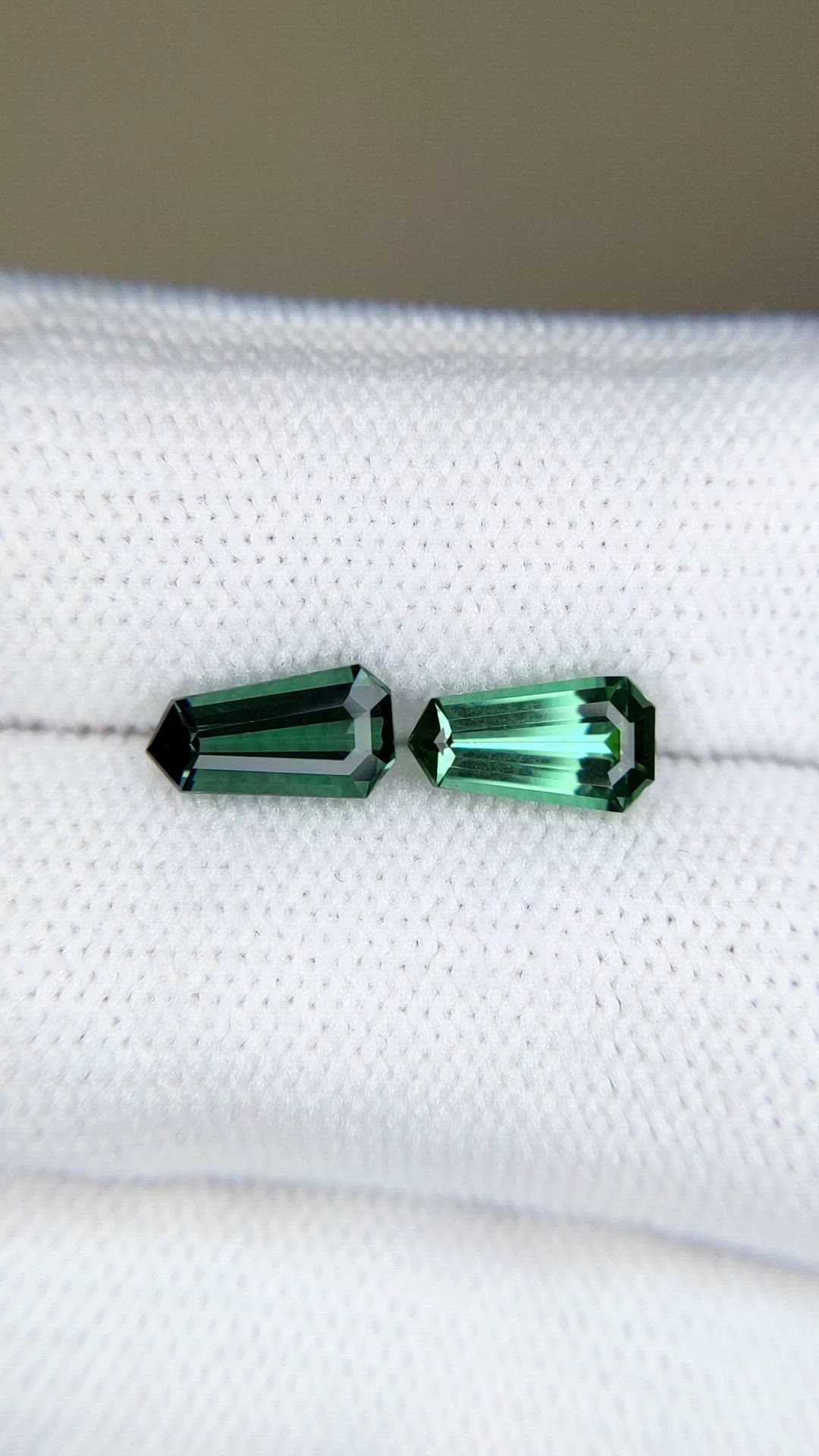 1.92 Ct.Tw.Total Carat Weight Bluish Green Tourmaline Pair from Brazil Size Video